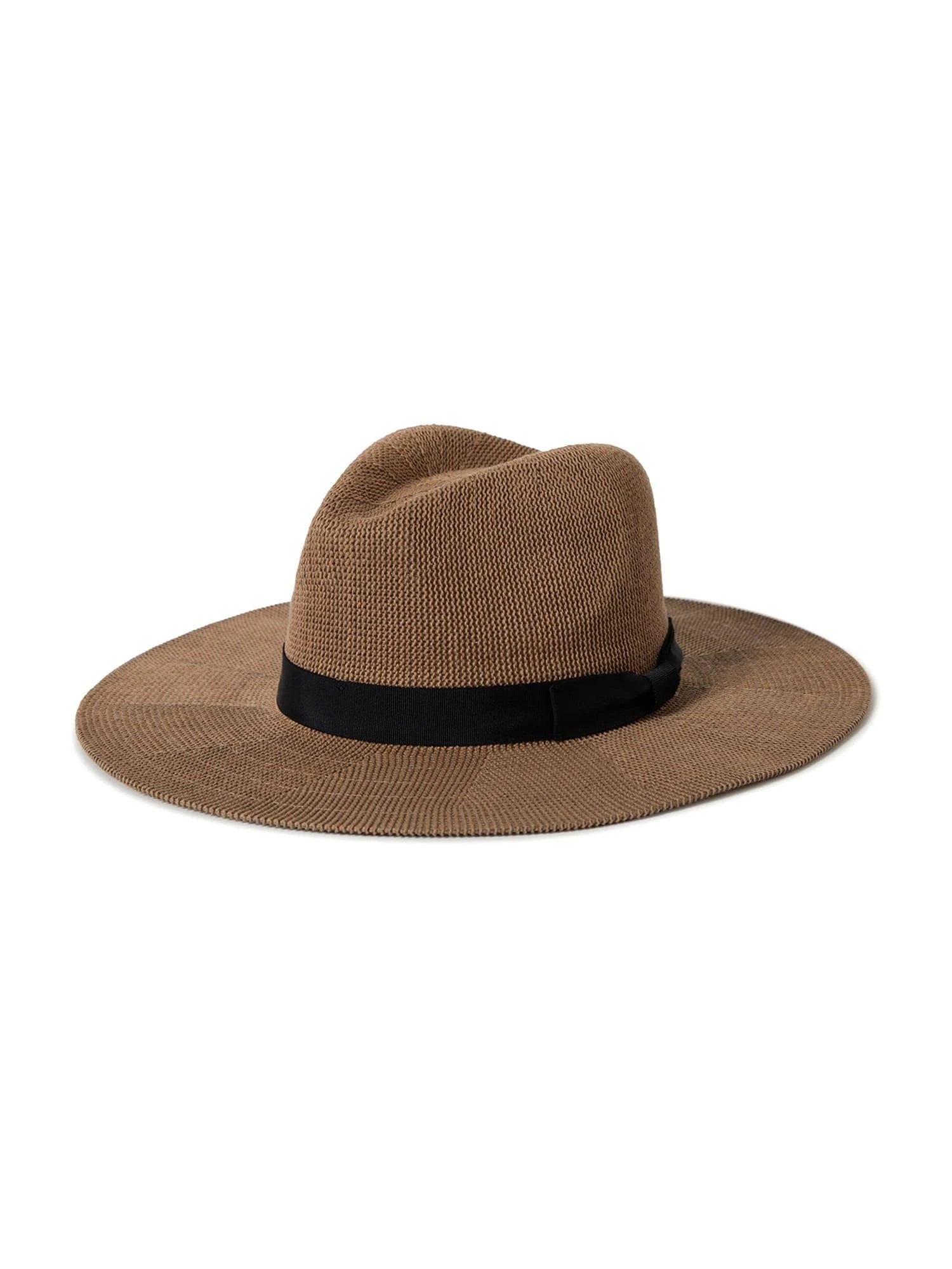 Brixton Lyons Packable Hat — 100% straw teardrop crown hat with downtick brim and wide 3.5” brim.