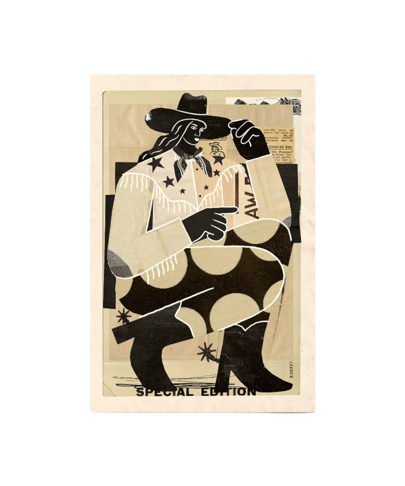 Collage Cowgirl 2 Print - Paranoid Ranch