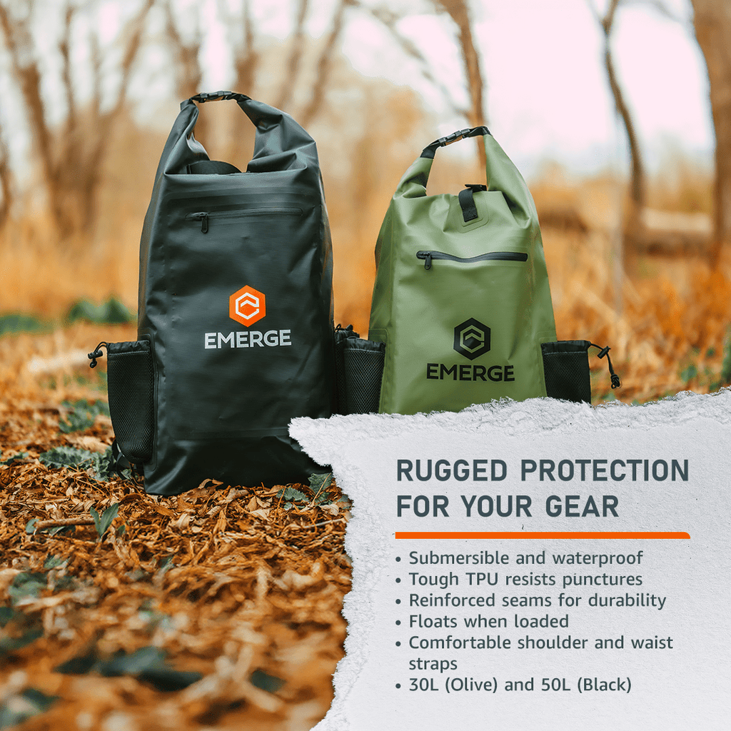 50L Heavy Duty Dry Bag w/ Straps - Black - Paranoid Ranch