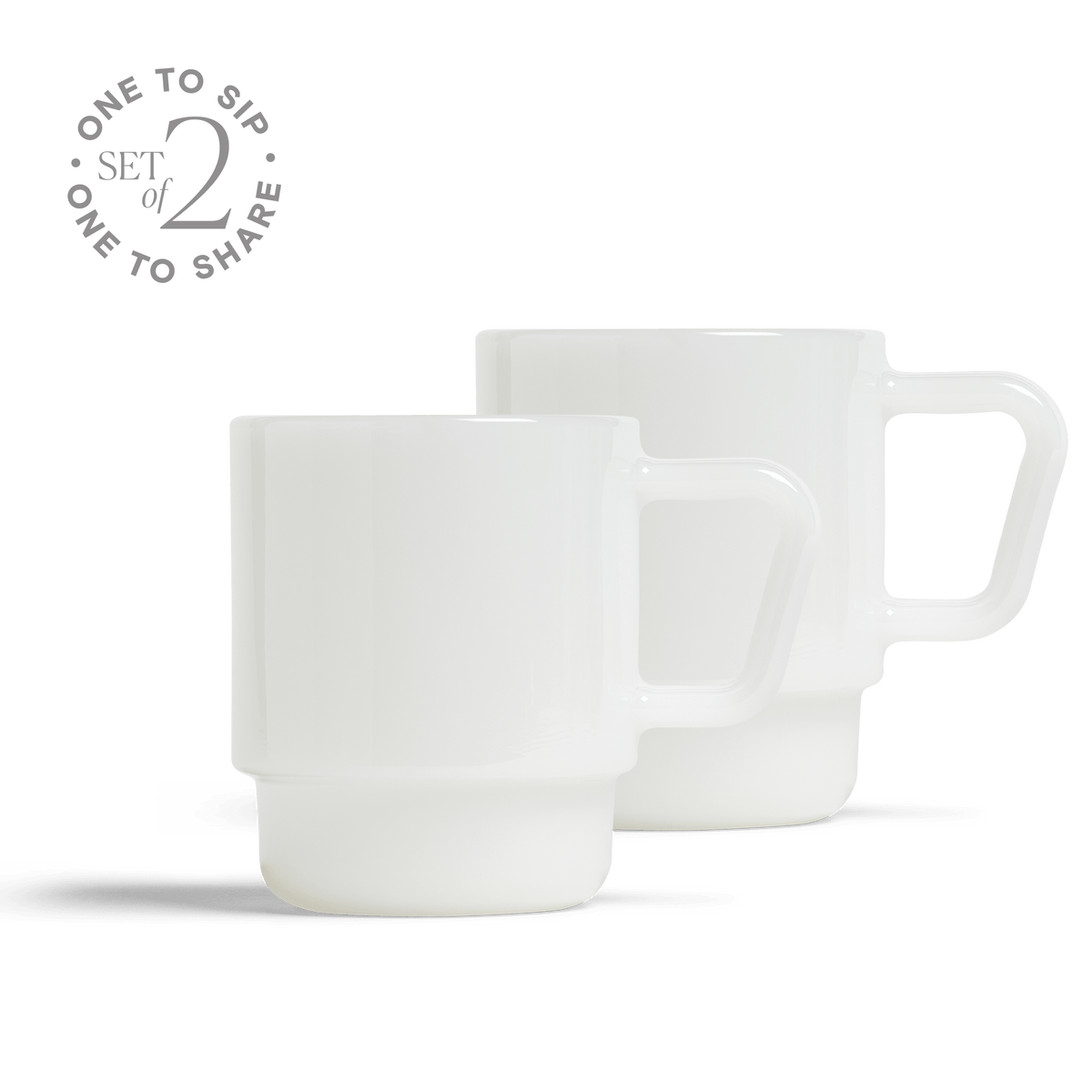 8oz Milk Glass Mug - Set of 2 - White - Paranoid Ranch