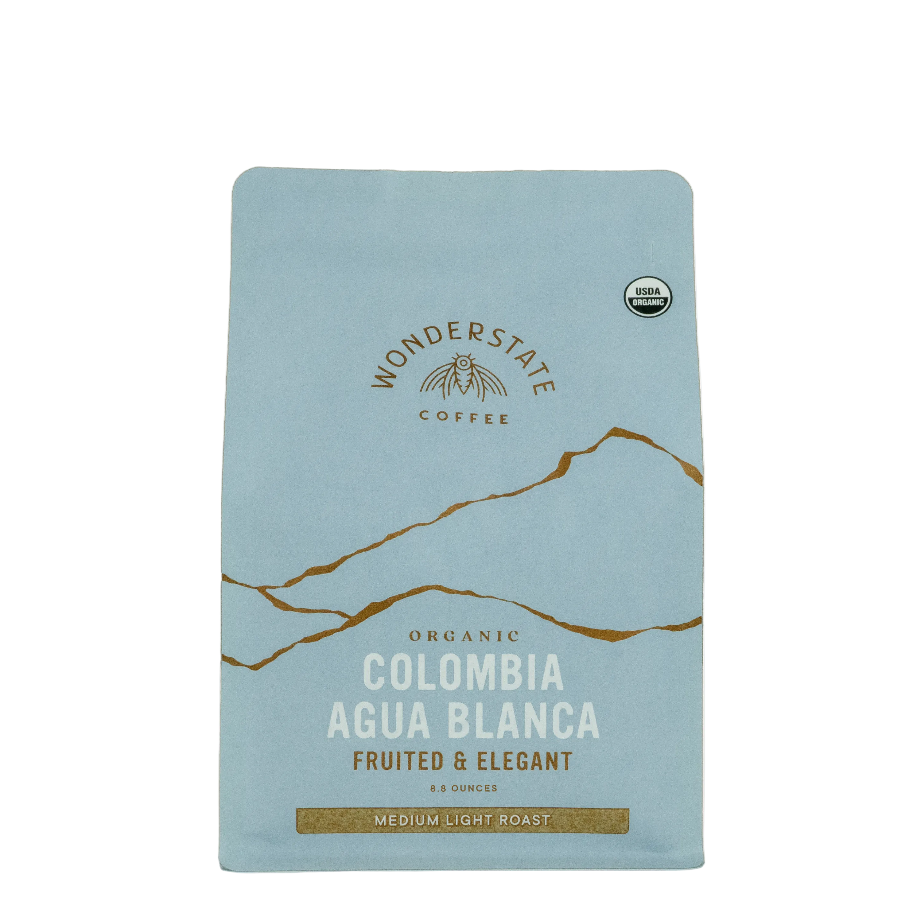 Wonder State Coffee Colombia Agua Blanca coffee package on a white background