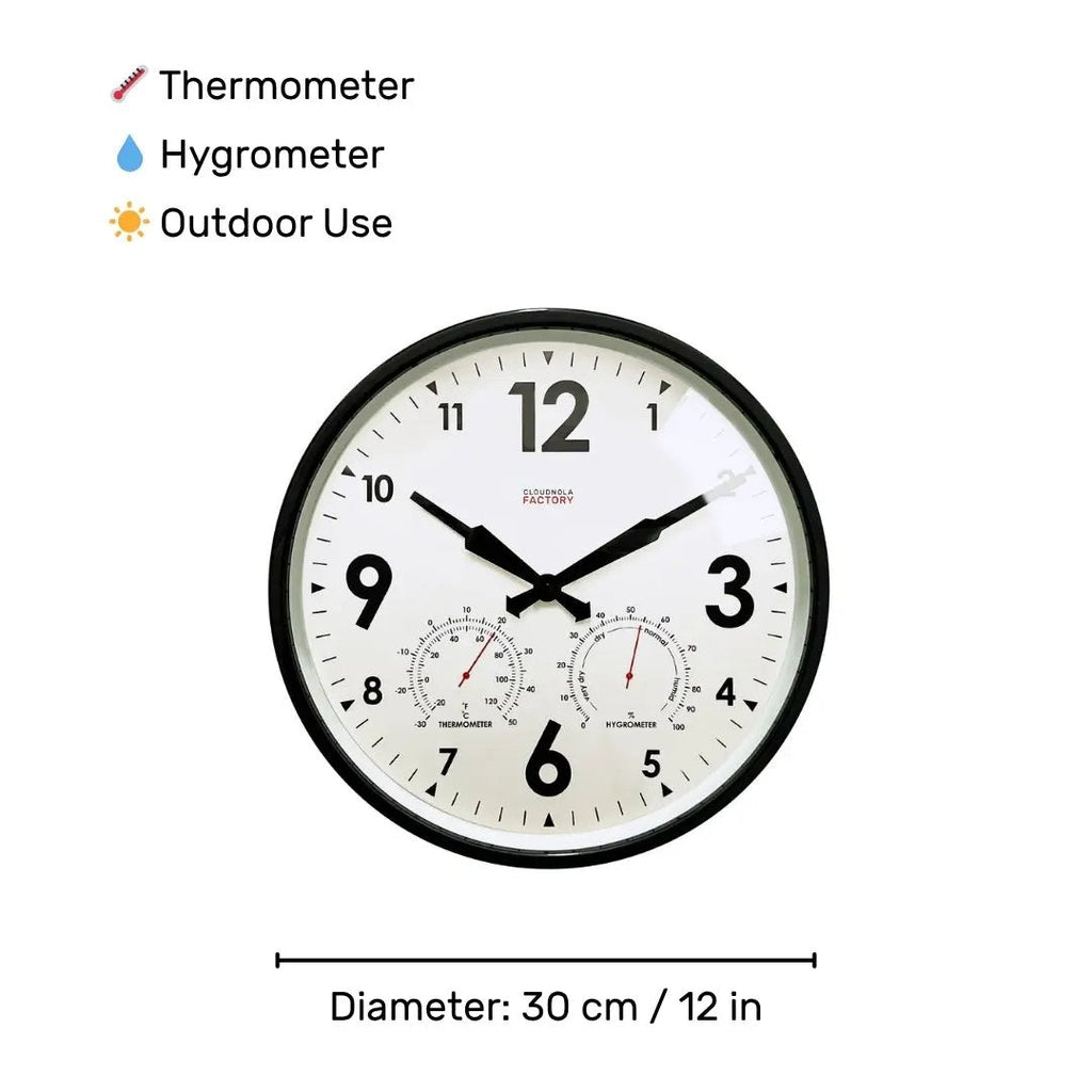 Factory Black Outdoor Clock