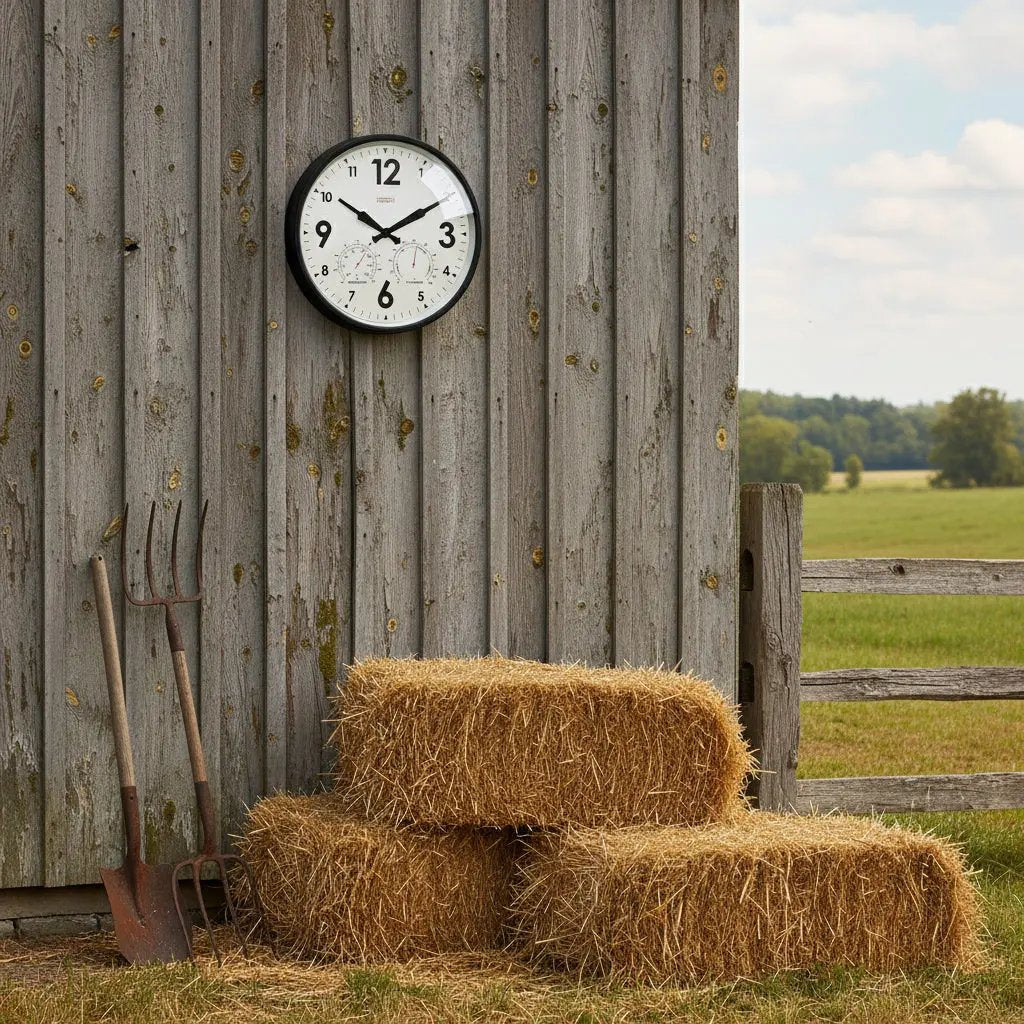 Factory Black Outdoor Clock
