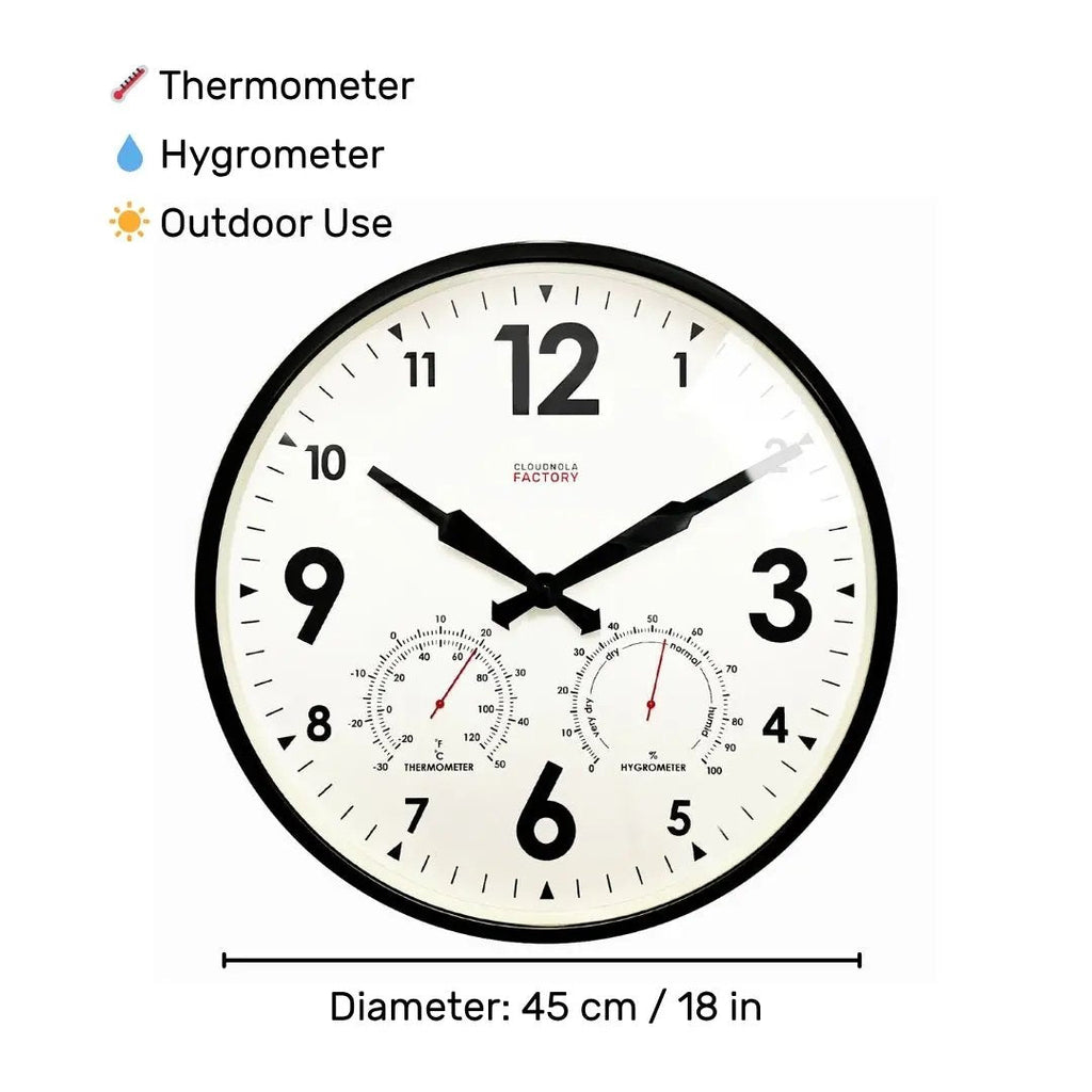 Garden Clock XL Black Outdoor Clock