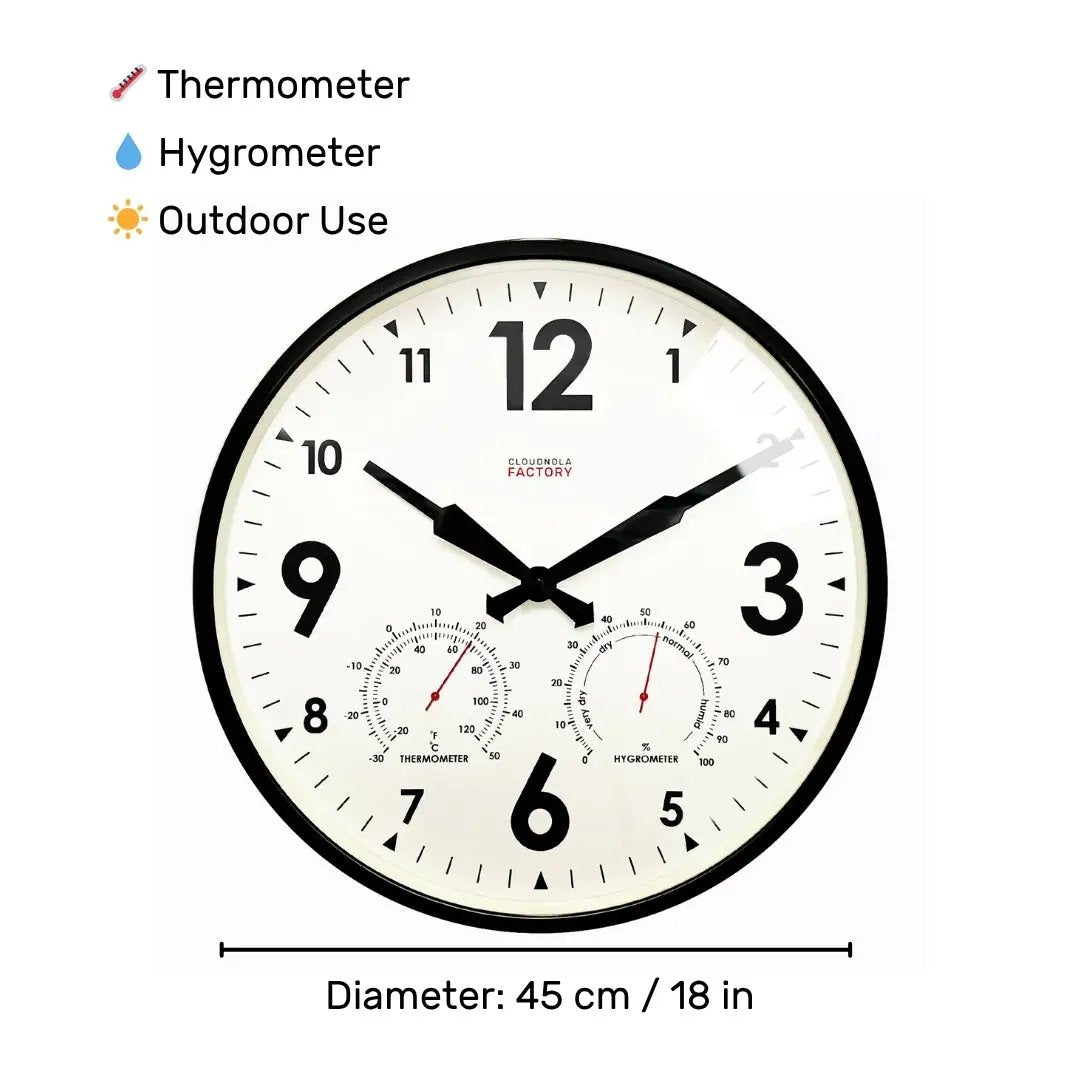 Garden Clock XL Black Outdoor Clock