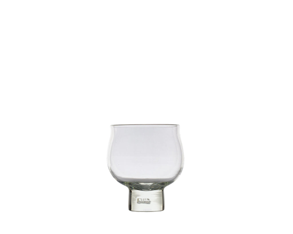 Clear wine glass tumbler on a white background