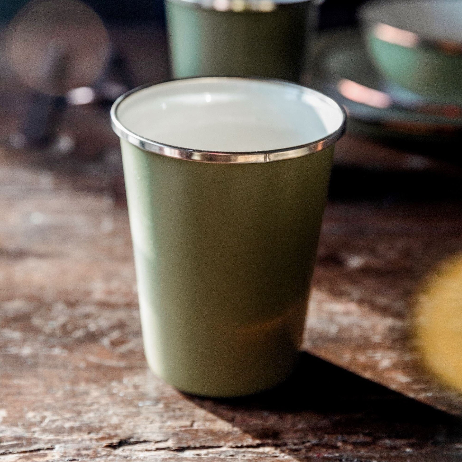Enamelware 2-Tone Dining Collection - Olive Drab