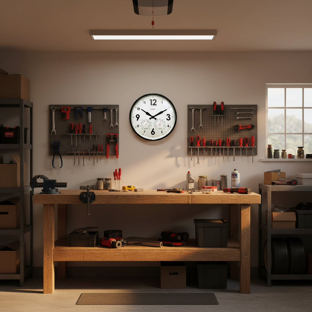 Factory Black Outdoor Clock