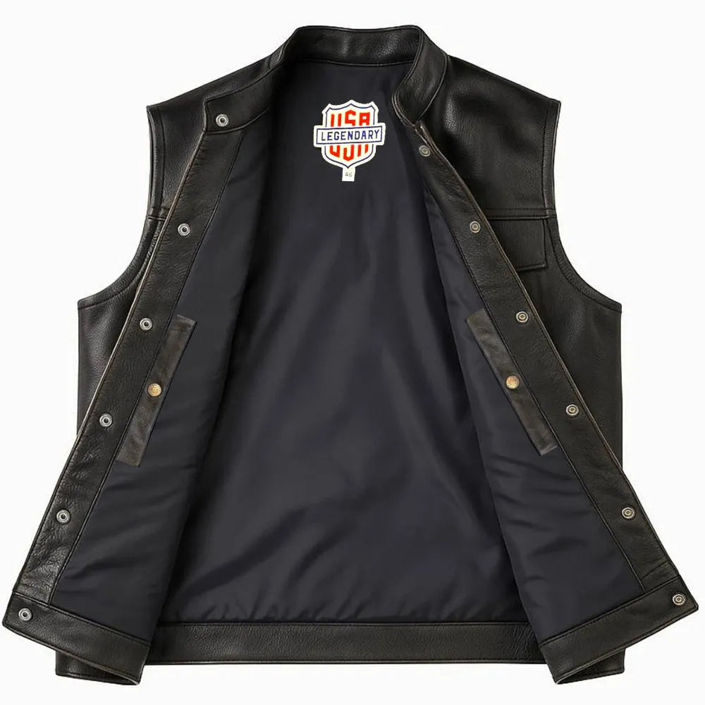 Legendary Outlaw Men's Leather Motorcycle Vest