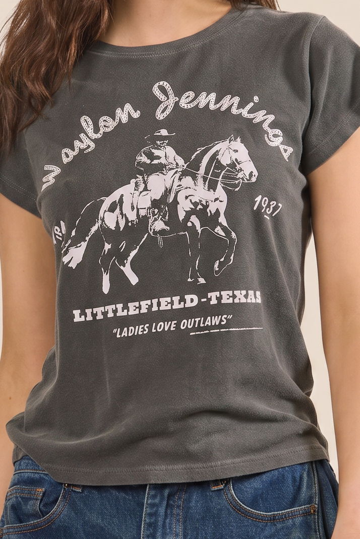 Waylon Jennings Fitted Baby Tee