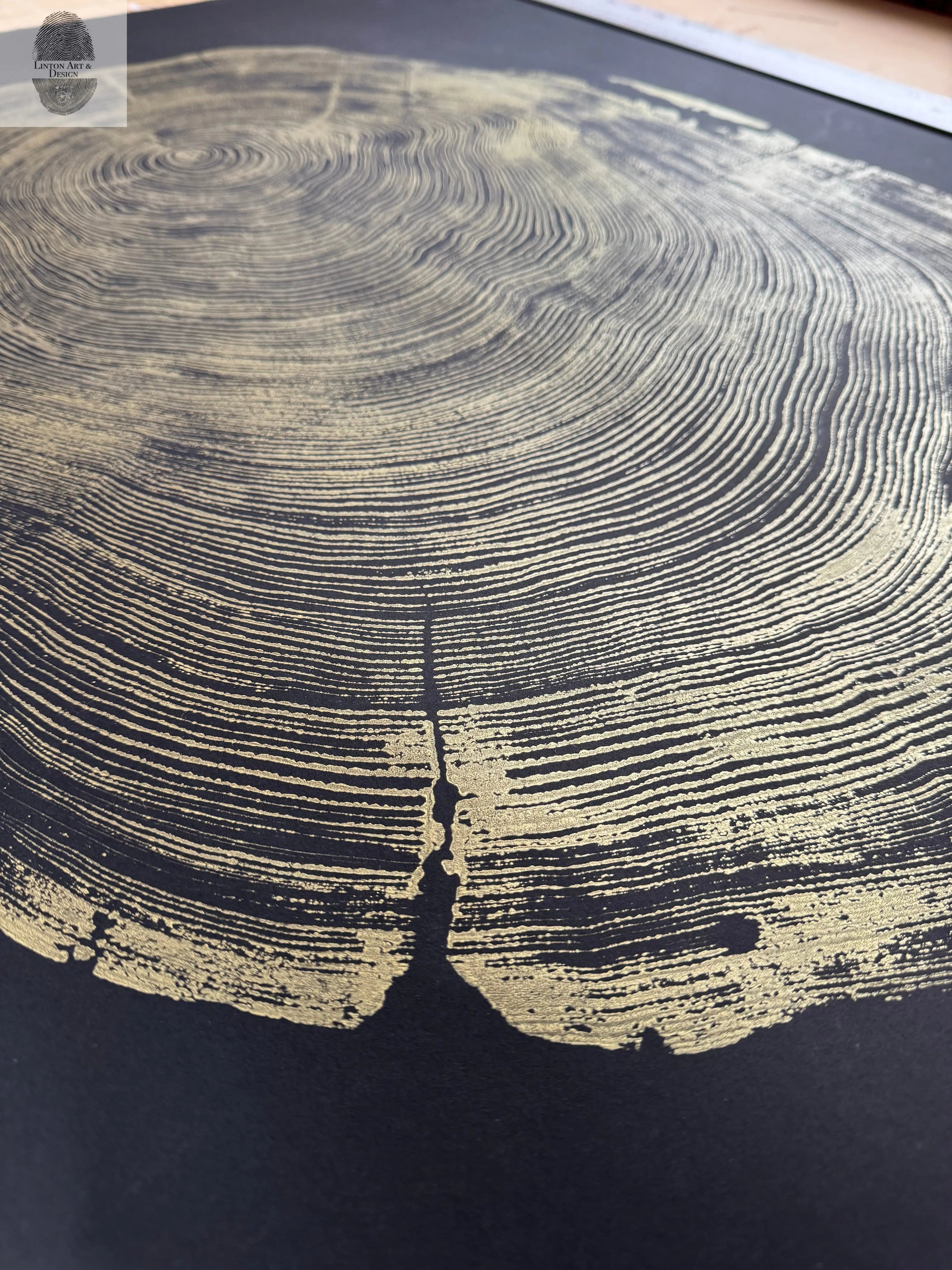 San Francisco Redwood. Gold and Black, 36x48 Inches.