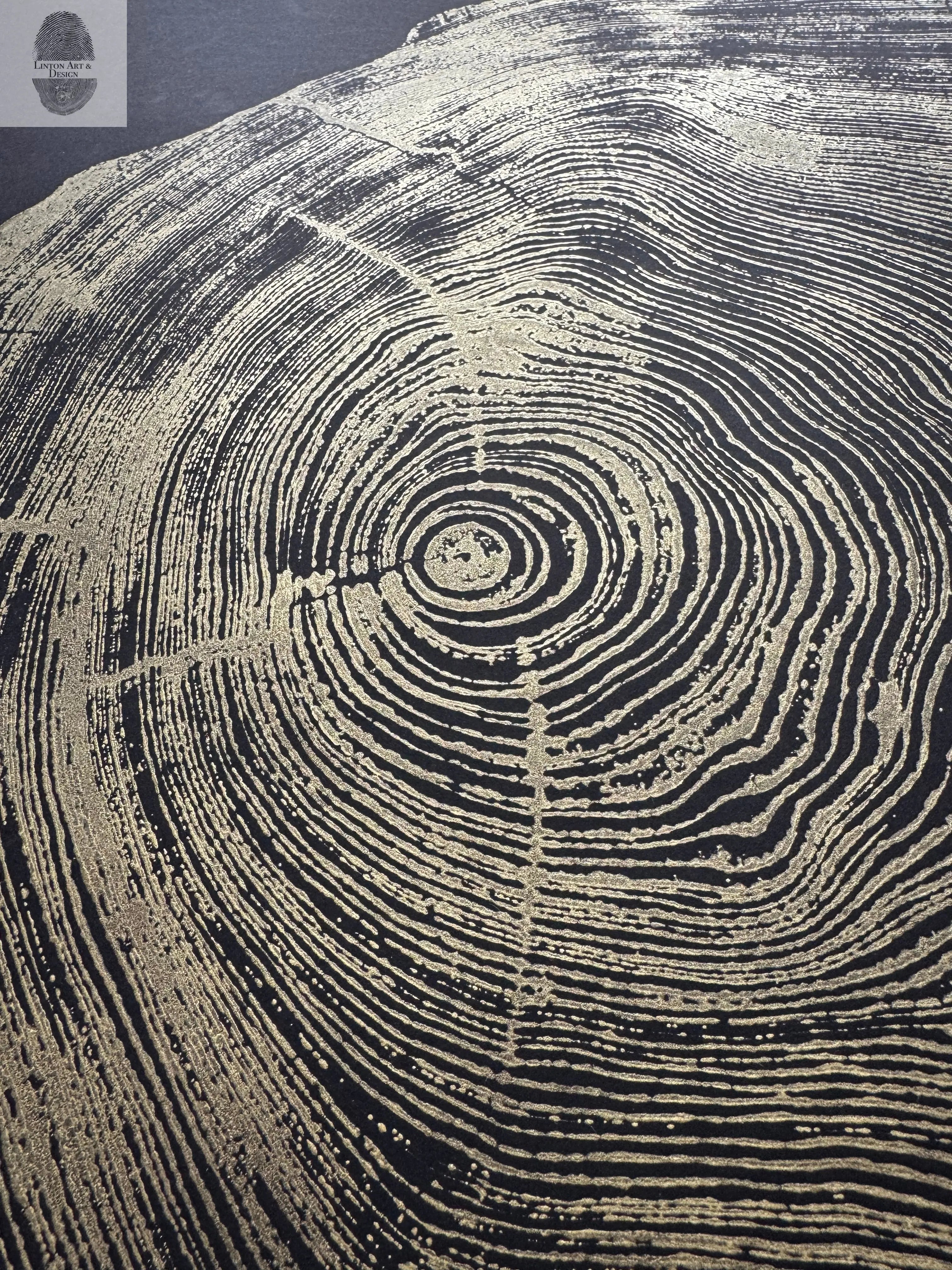 San Francisco Redwood. Gold and Black, 36x48 Inches.