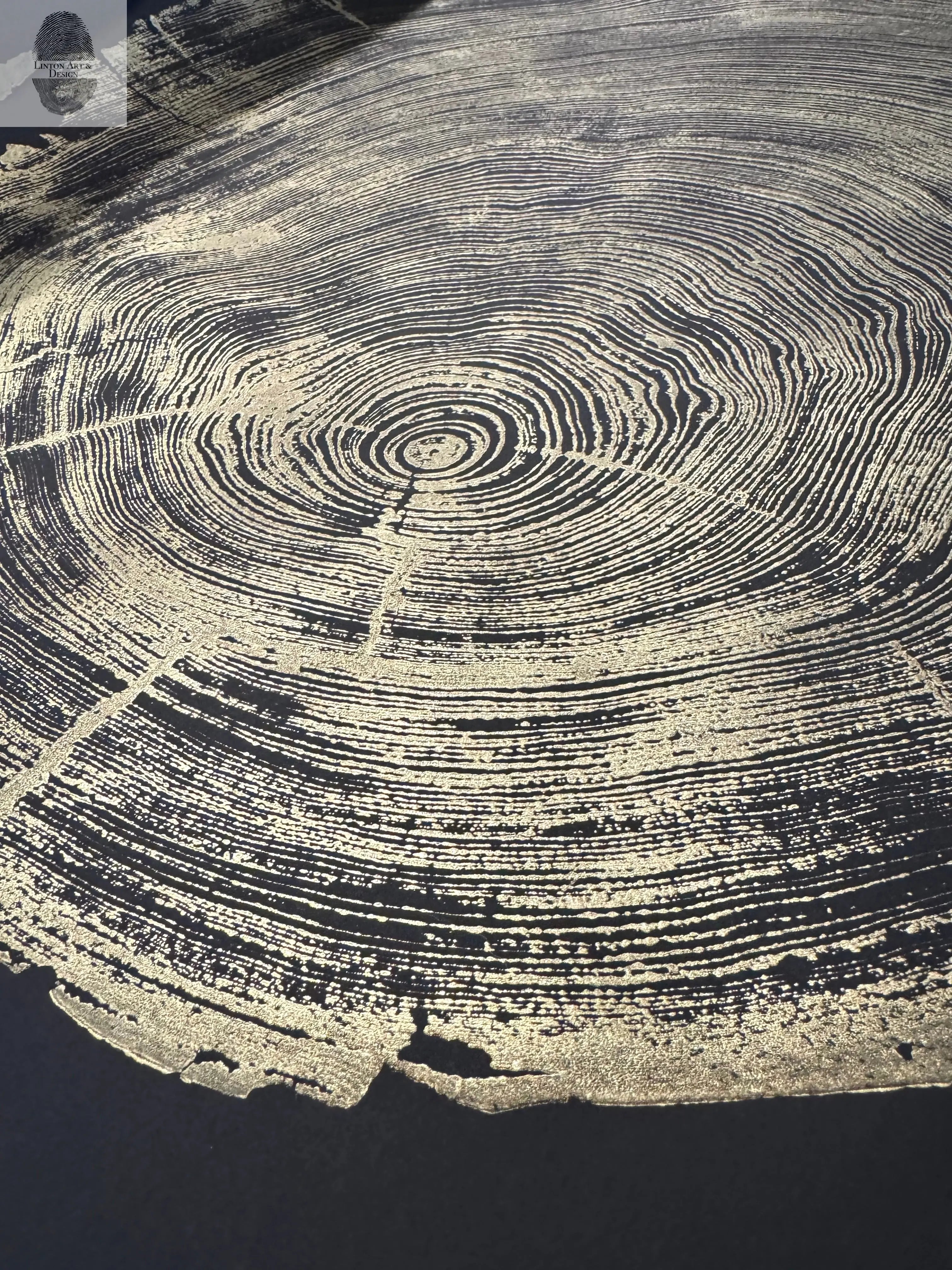 San Francisco Redwood. Gold and Black, 36x48 Inches.