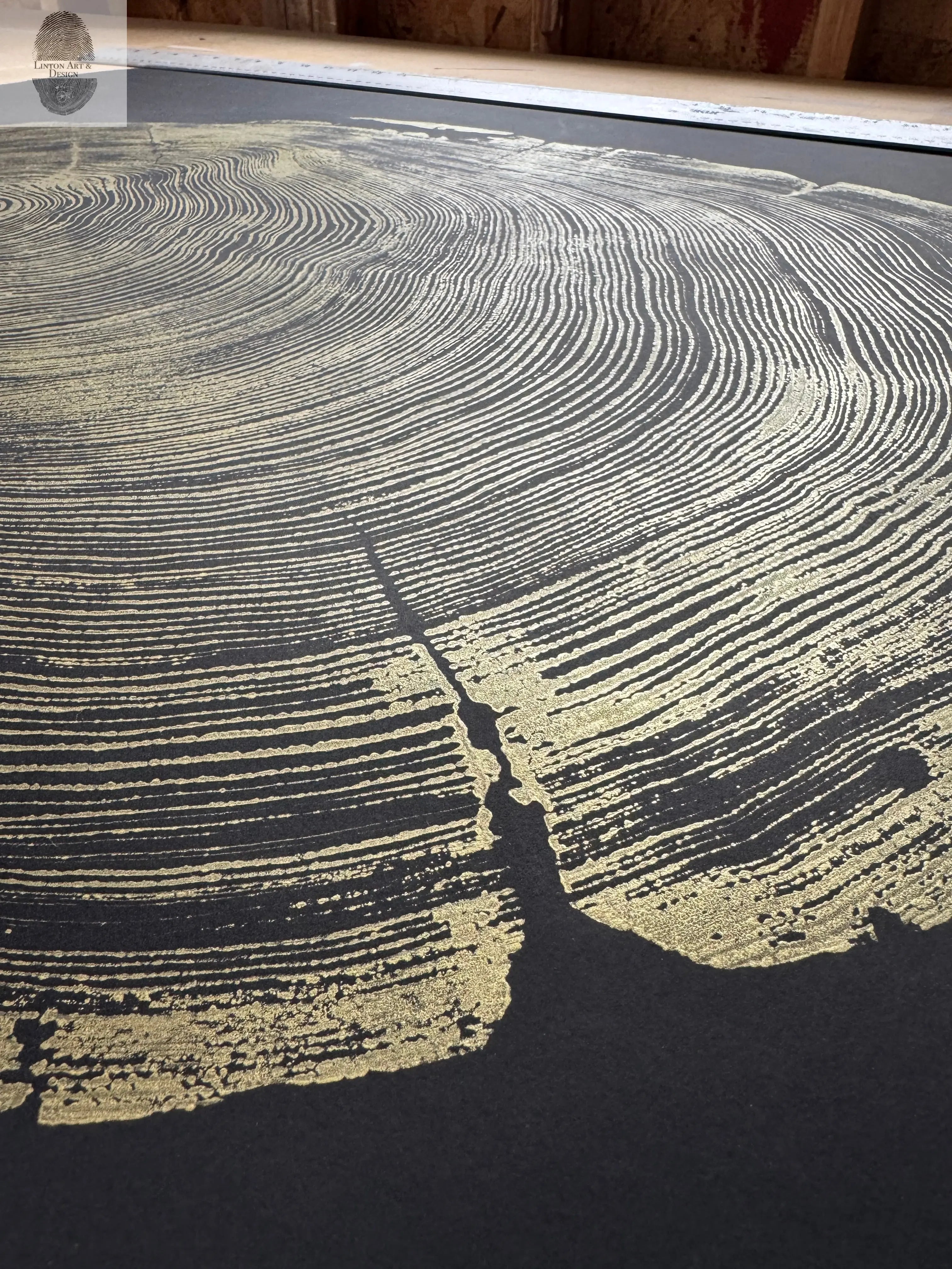 San Francisco Redwood. Gold and Black, 36x48 Inches.