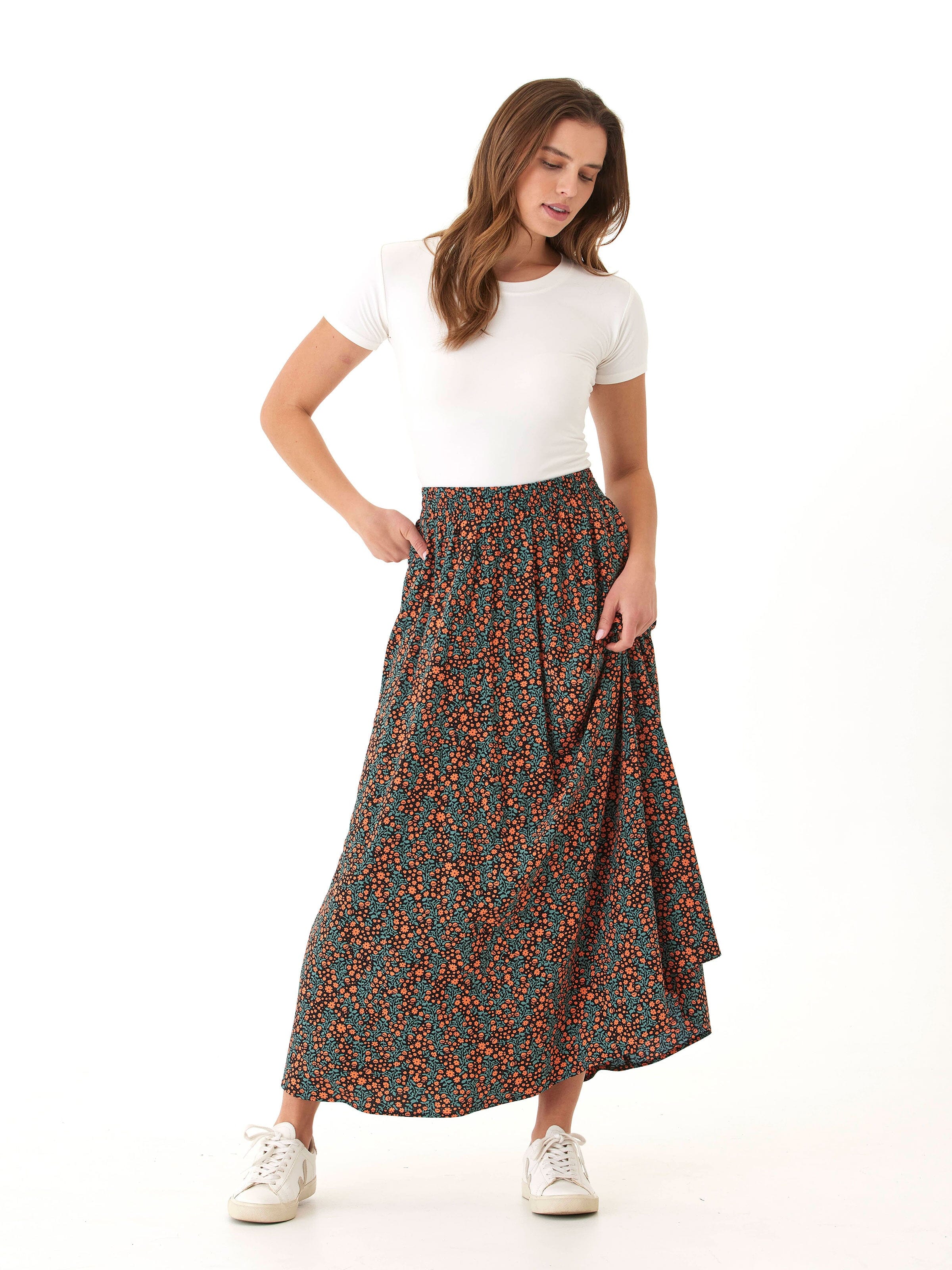 Anastacia Micro Bloom Print Woven Maxi Skirt