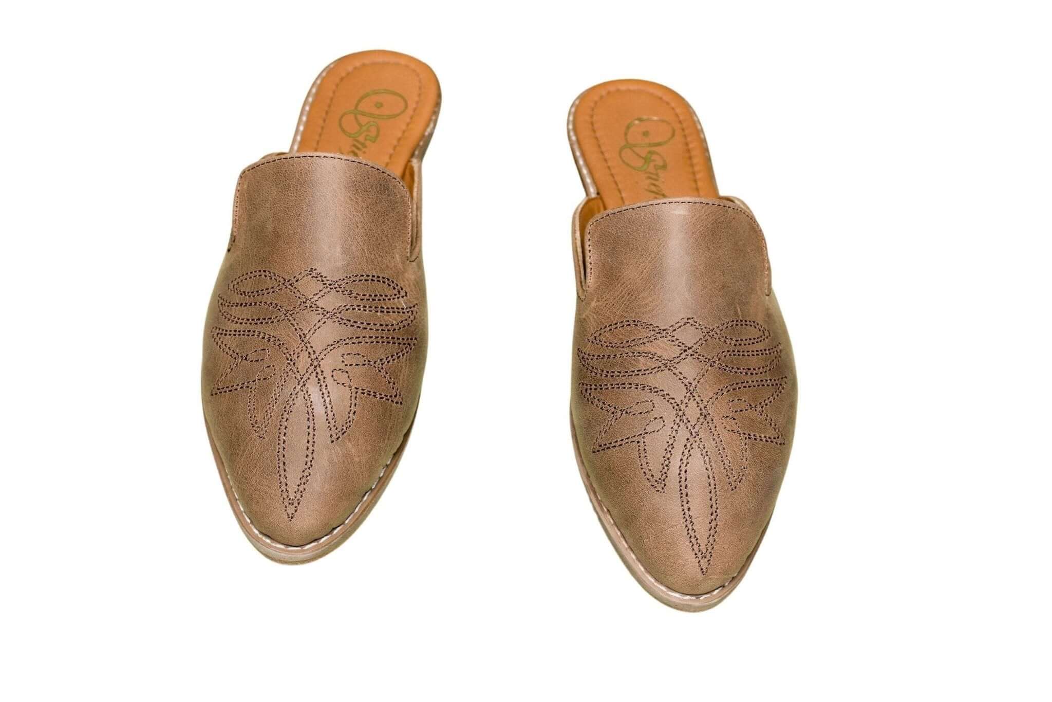 Abby Brown Cowhide Mules - Paranoid Ranch