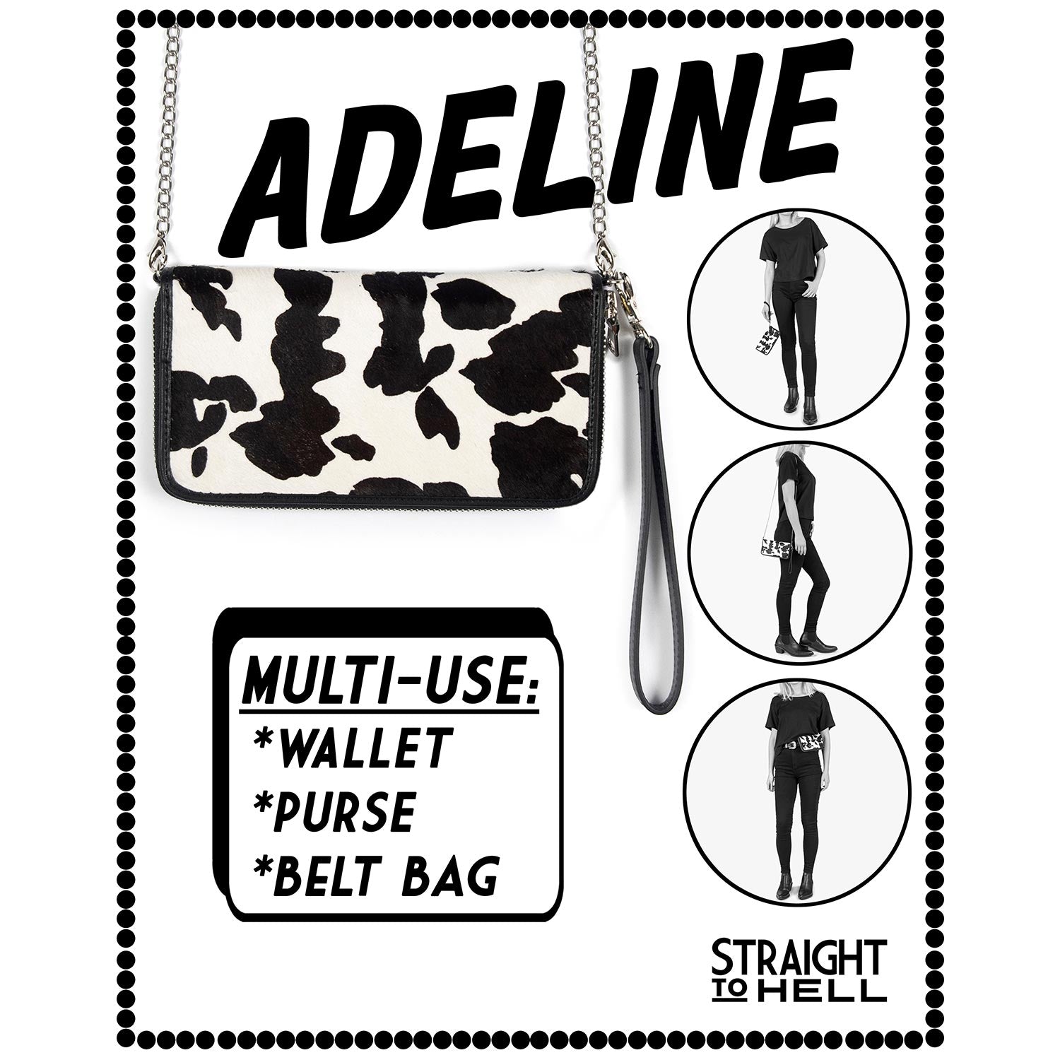 Adeline – Cow Leather – 3 in 1 Clutch, Purse, Belt Bag - Paranoid Ranch
