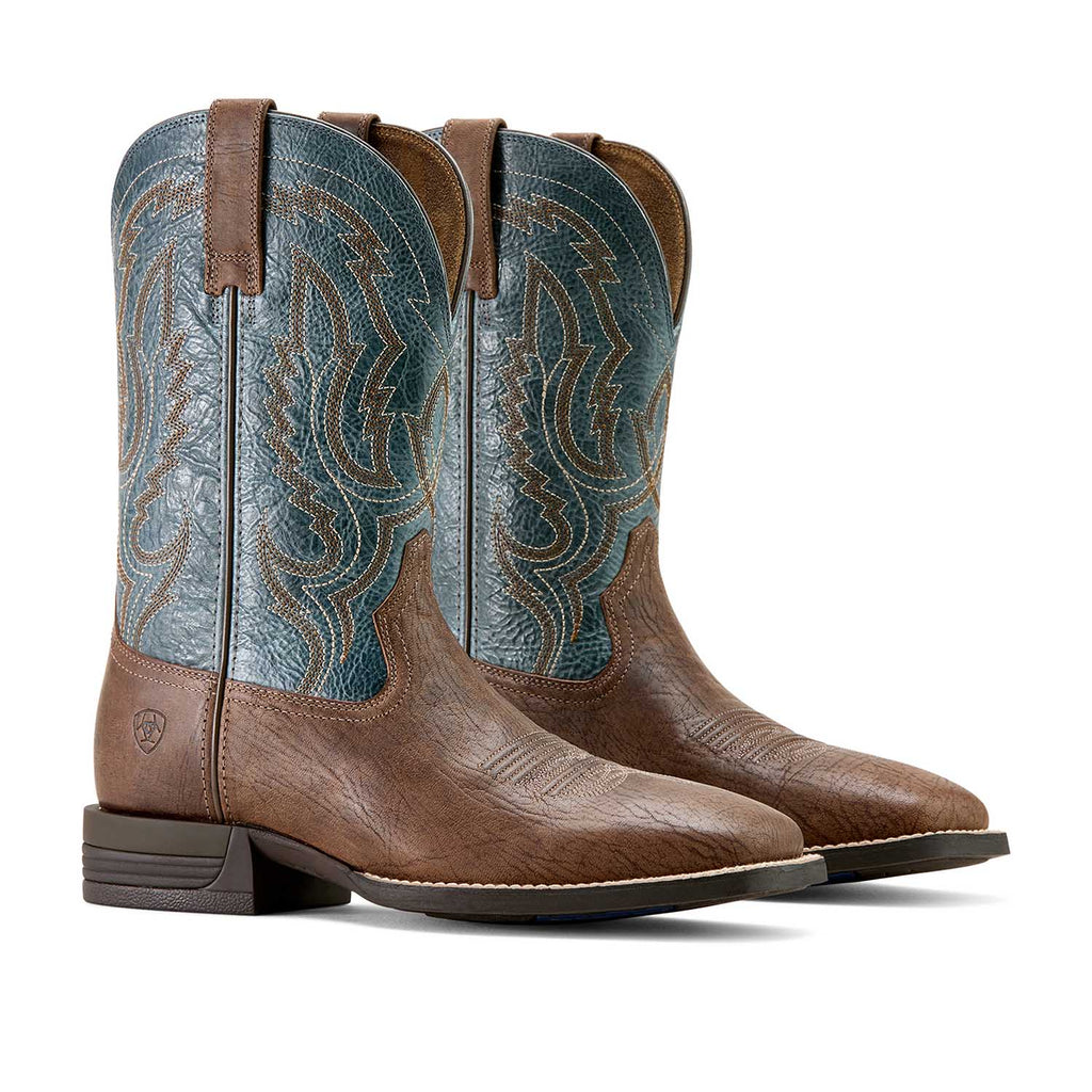 Ariat Mens Steadfast Wide Square Toe Leather Cowboy Boot – Comfortable All - Day Western Work Boot - Paranoid Ranch
