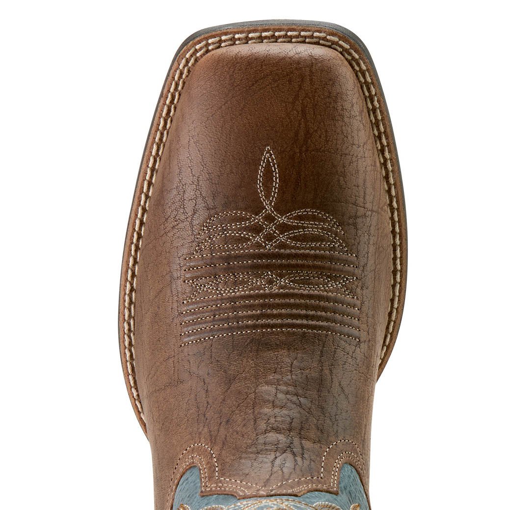 Ariat Mens Steadfast Wide Square Toe Leather Cowboy Boot – Comfortable All - Day Western Work Boot - Paranoid Ranch