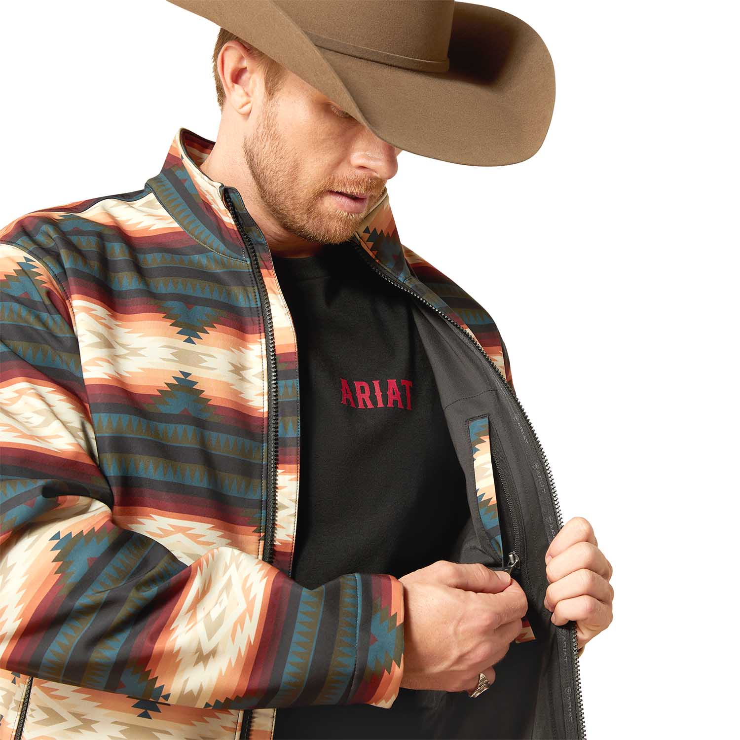 Ariat Mens Western Print Logo Softshell Jacket – Water-Resistant Stretch Lightweight Jacket - Paranoid Ranch