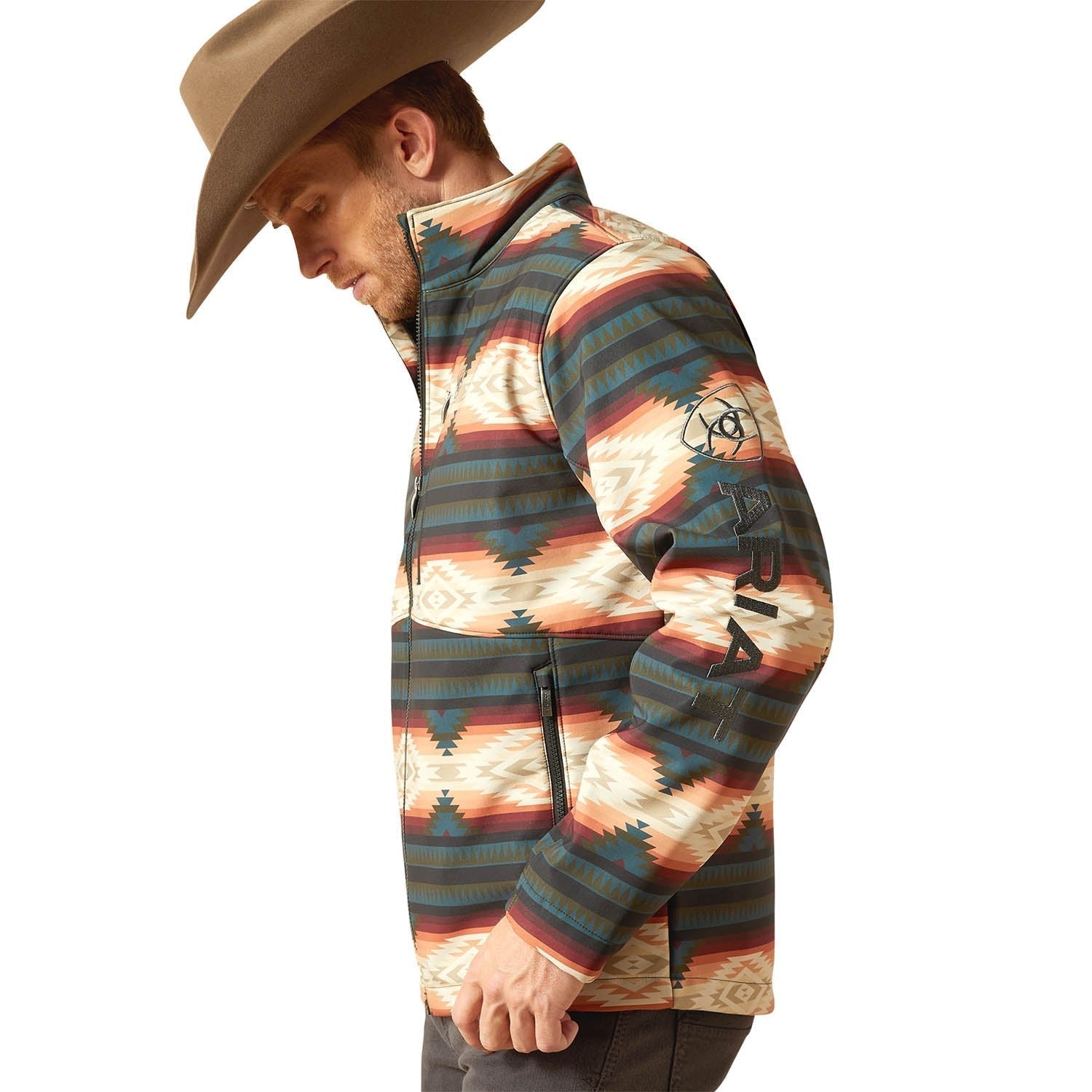 Ariat Mens Western Print Logo Softshell Jacket – Water-Resistant Stretch Lightweight Jacket - Paranoid Ranch
