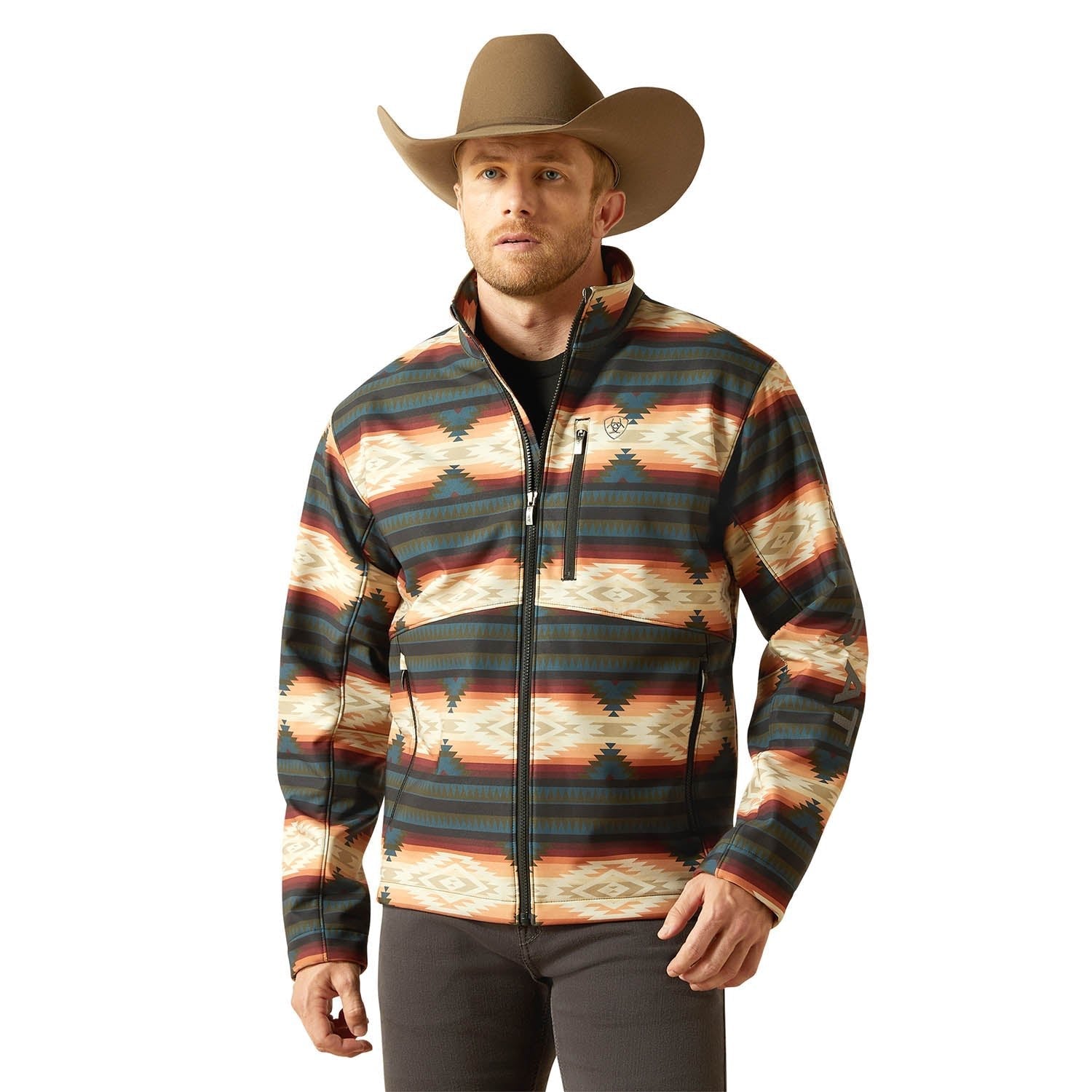 Ariat Mens Western Print Logo Softshell Jacket – Water-Resistant Stretch Lightweight Jacket - Paranoid Ranch