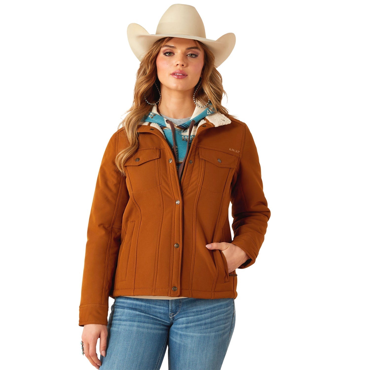Ariat Womens Berber Back Softshell Jacket – Sherpa-Lined Trucker-Style Warm Layer - Paranoid Ranch