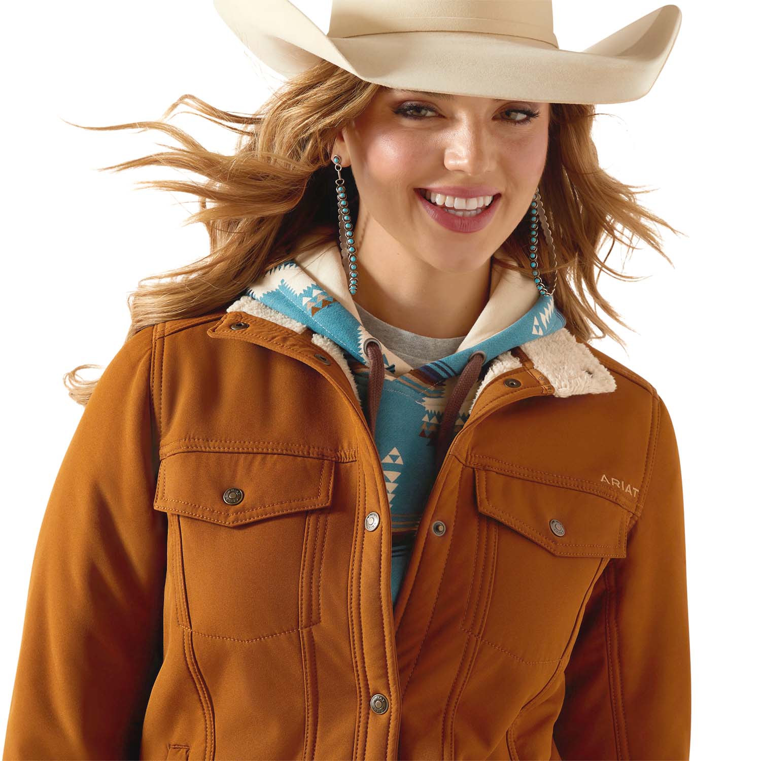 Ariat Womens Berber Back Softshell Jacket – Sherpa-Lined Trucker-Style Warm Layer - Paranoid Ranch