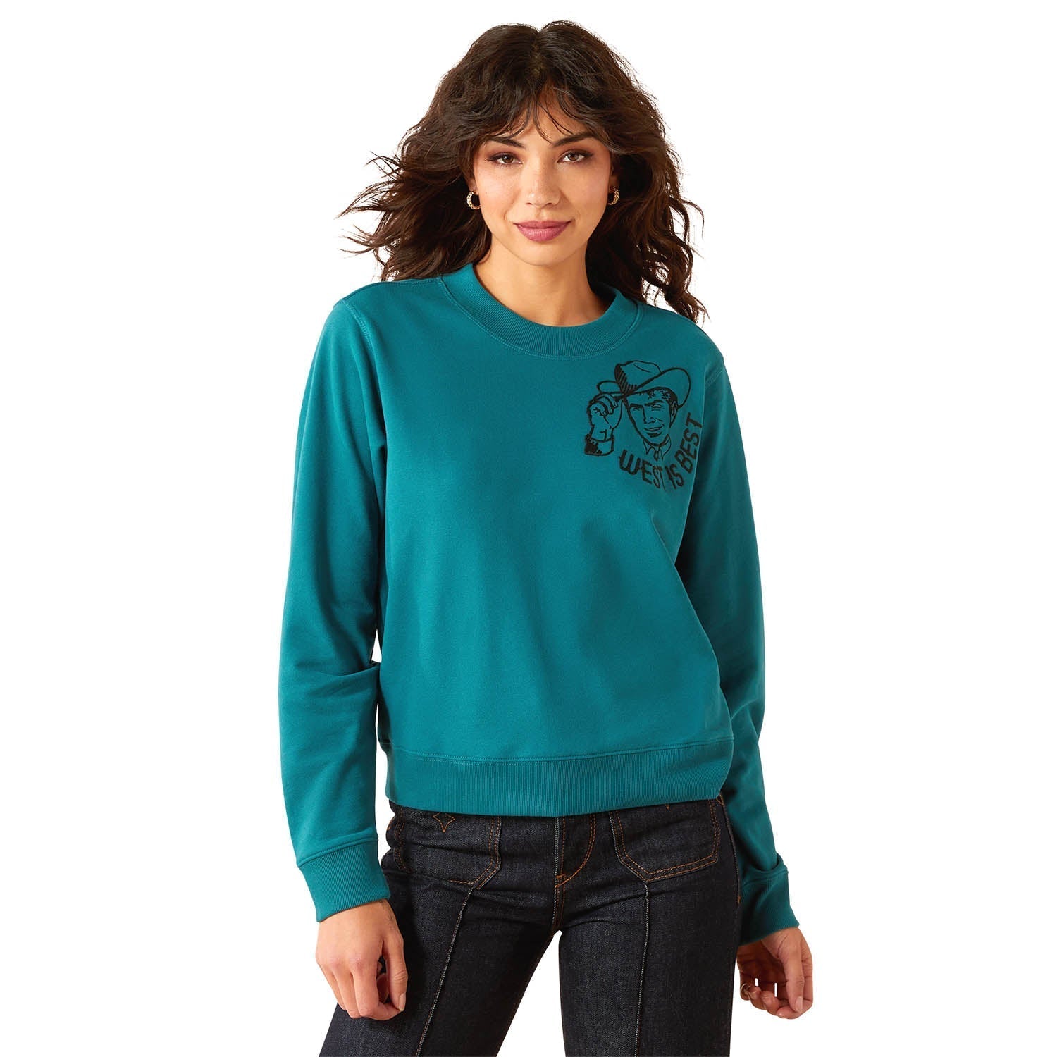 Ariat Women's Essential Sendero "West is Best" Graphic Sweatshirt – Cozy Western Fleece Crewneck - Paranoid Ranch