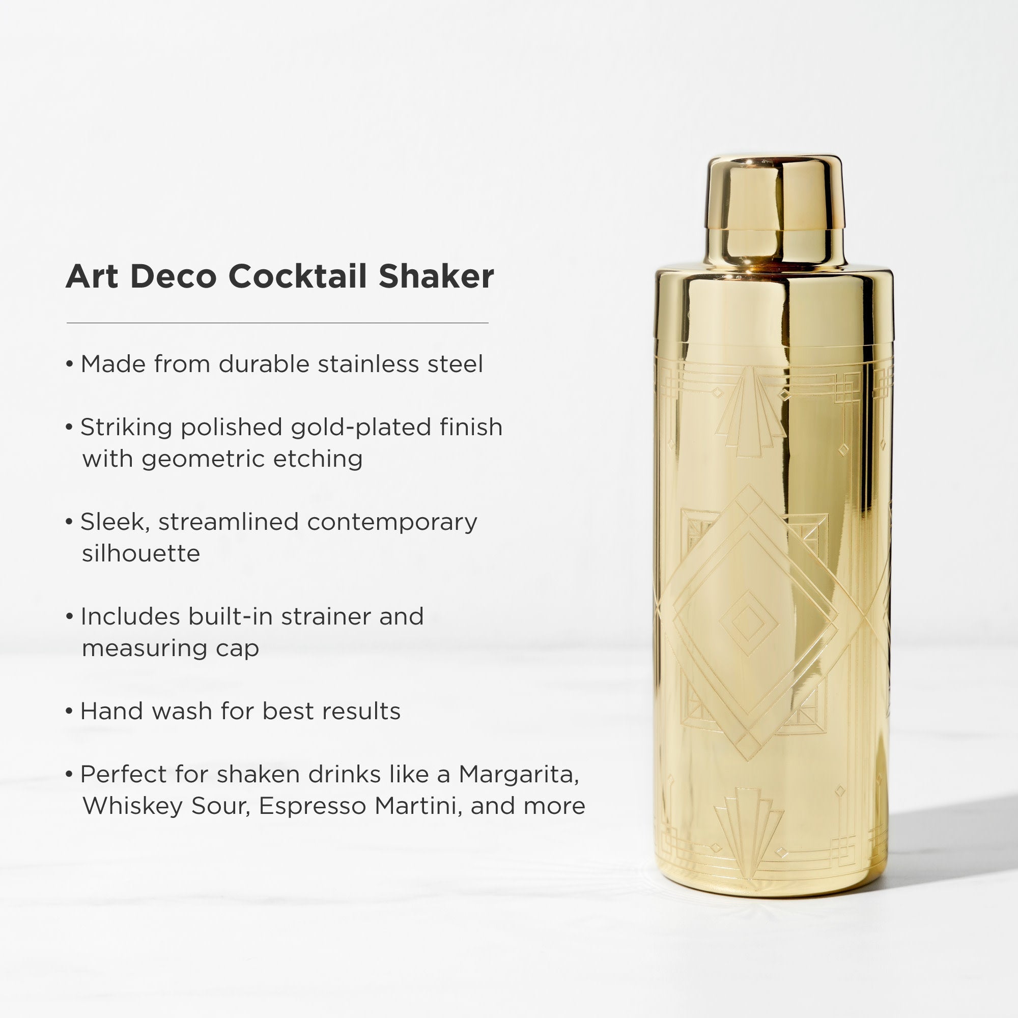 Art Deco Cocktail Shaker in Gold - Paranoid Ranch