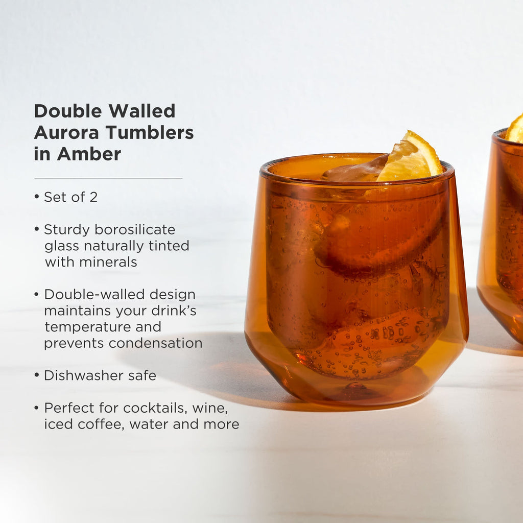 Aurora Double - Walled Tumblers in Amber Set of 2 - Paranoid Ranch