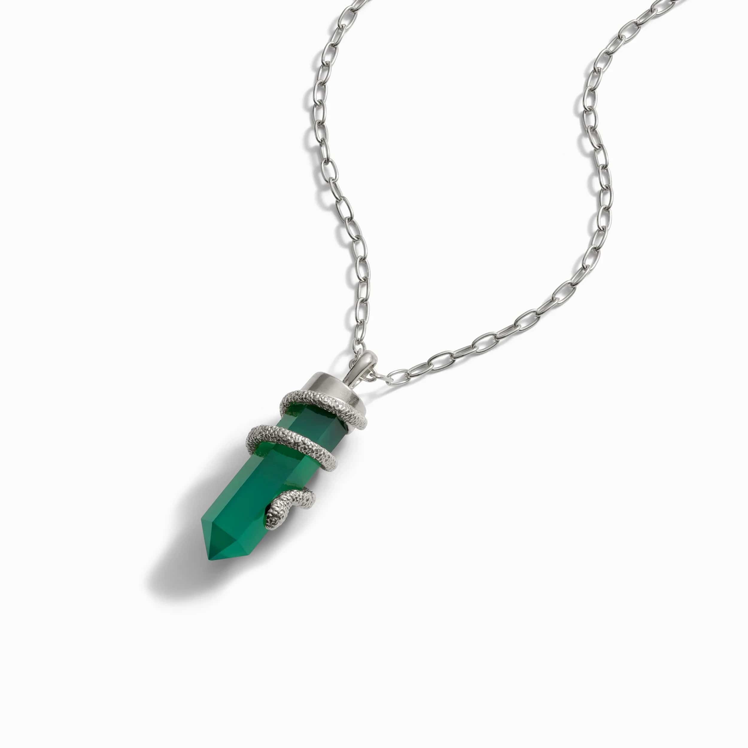 Green Onyx Crystal Snake Necklace