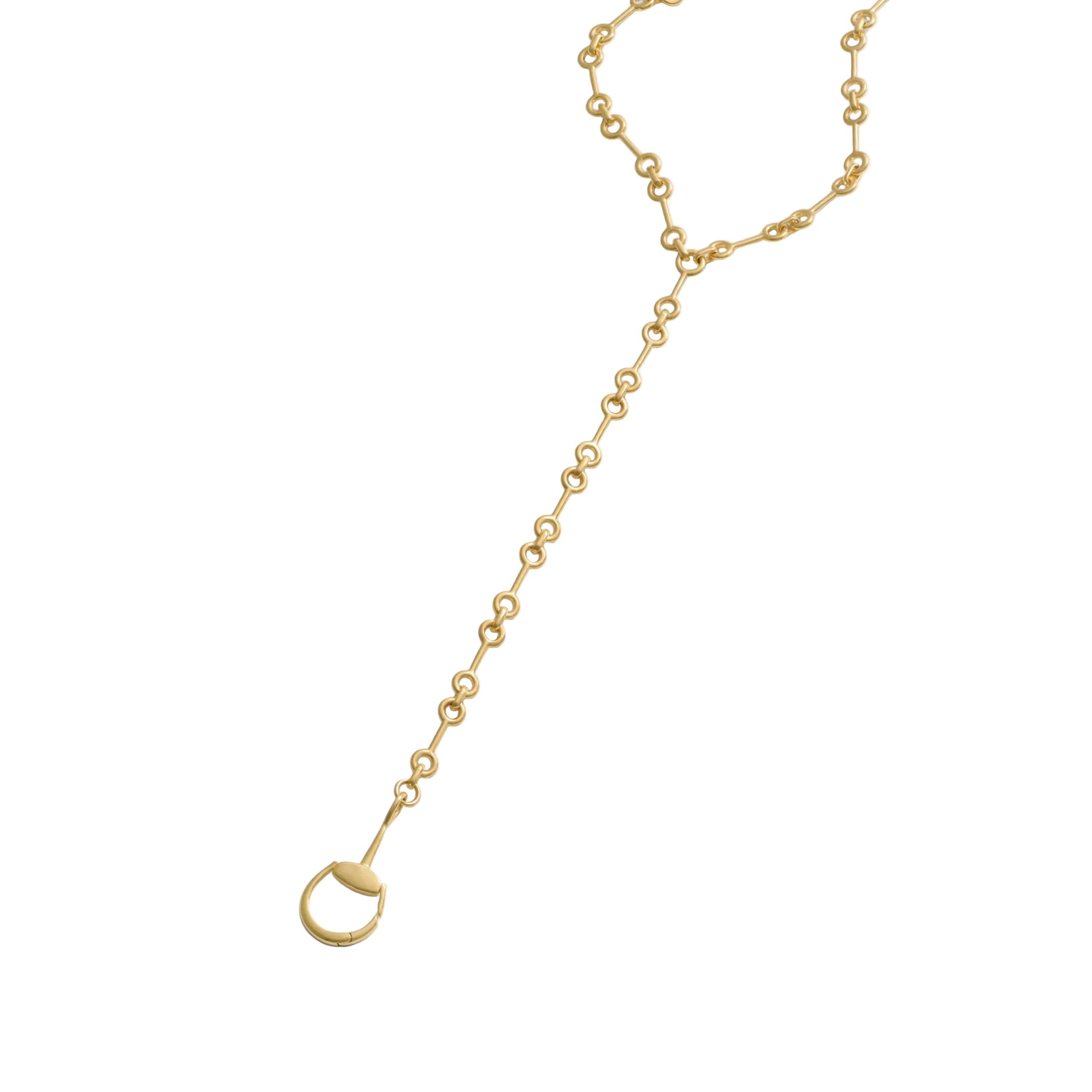 Gold chain necklace on a white background