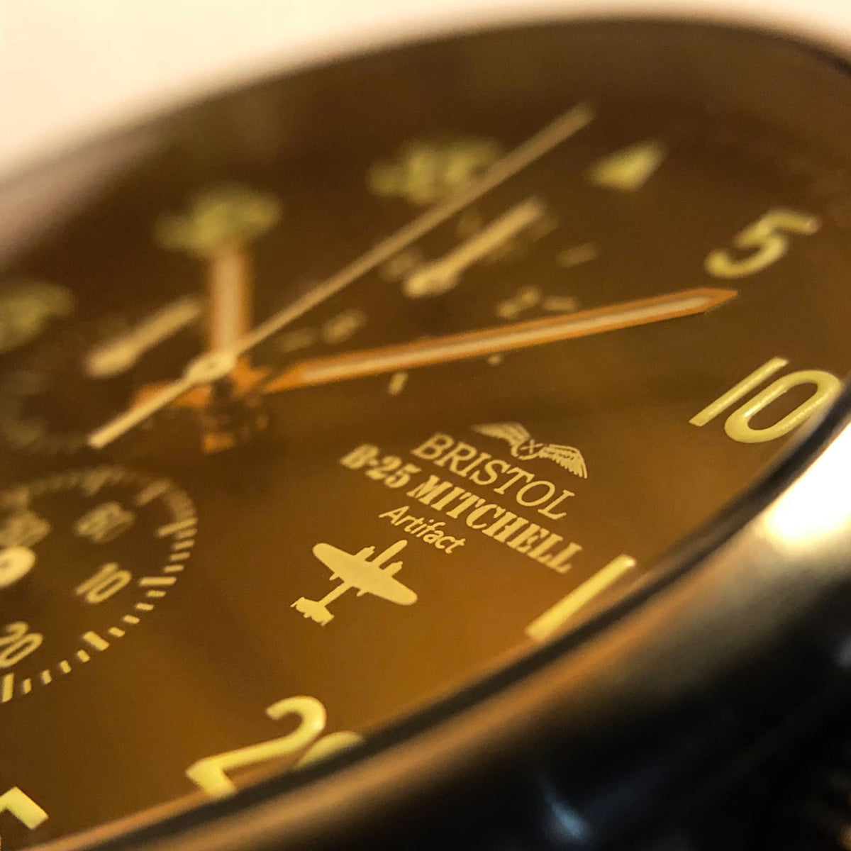 B-25 Mitchell Tribute - Stainless Steel, Brush Finish, Black Dial, Brown Leather Stitched Band - Paranoid Ranch