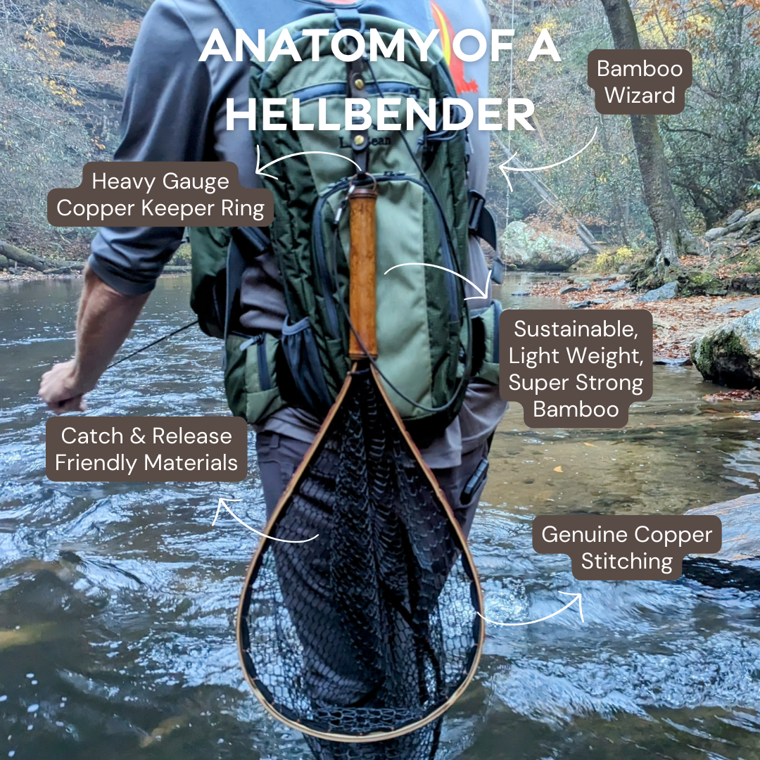 Upstream Wide - Bamboo Fly Fishing Landing Net/Hand Net