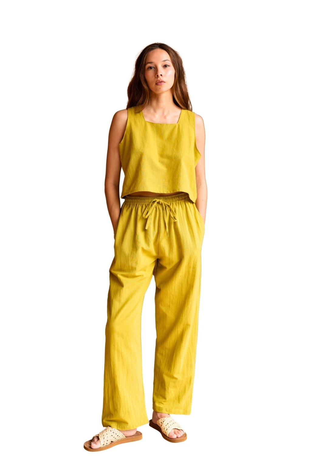 Becca Linen Pants in Lemongrass - Paranoid Ranch