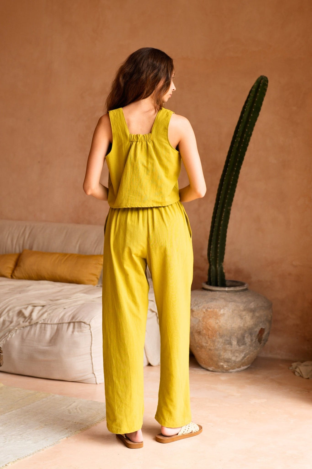 Becca Linen Pants in Lemongrass - Paranoid Ranch