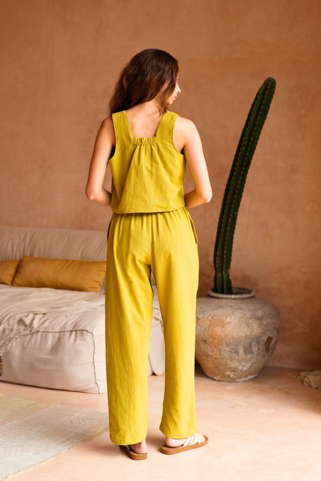 Becca Linen Pants in Lemongrass - Paranoid Ranch