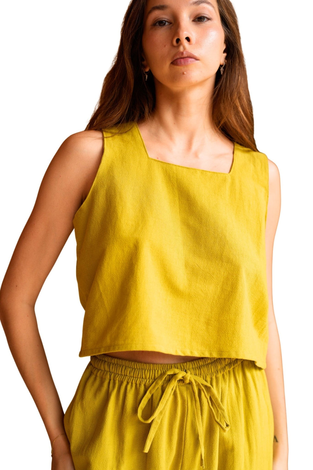Becca Linen top in Lemongrass - Paranoid Ranch