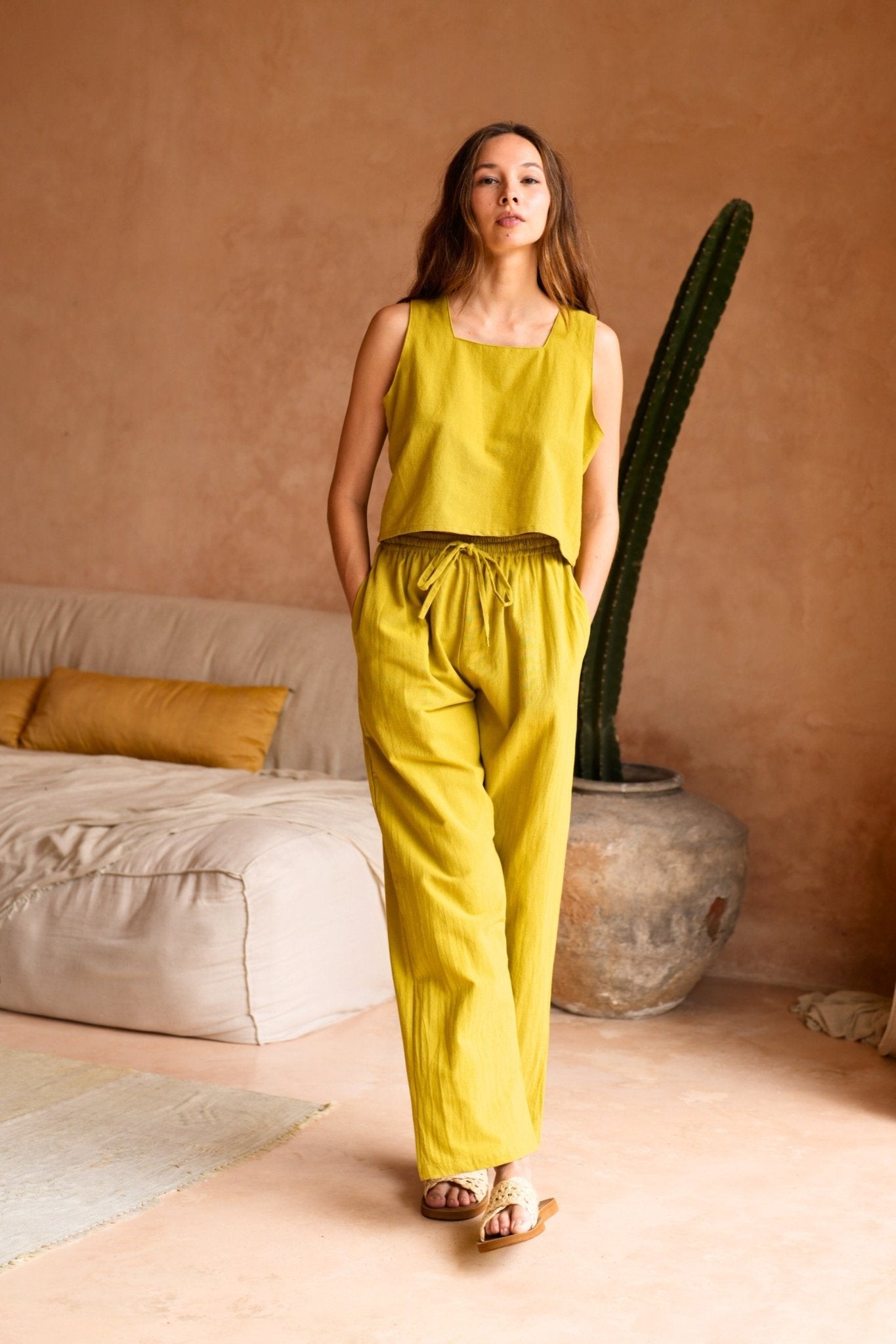 Becca Linen top in Lemongrass - Paranoid Ranch