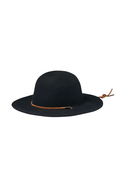 Brixton 20th Anniversary Tiller Hat — unisex wide-brim wool felt fedora with leather drawcord and flat crown.