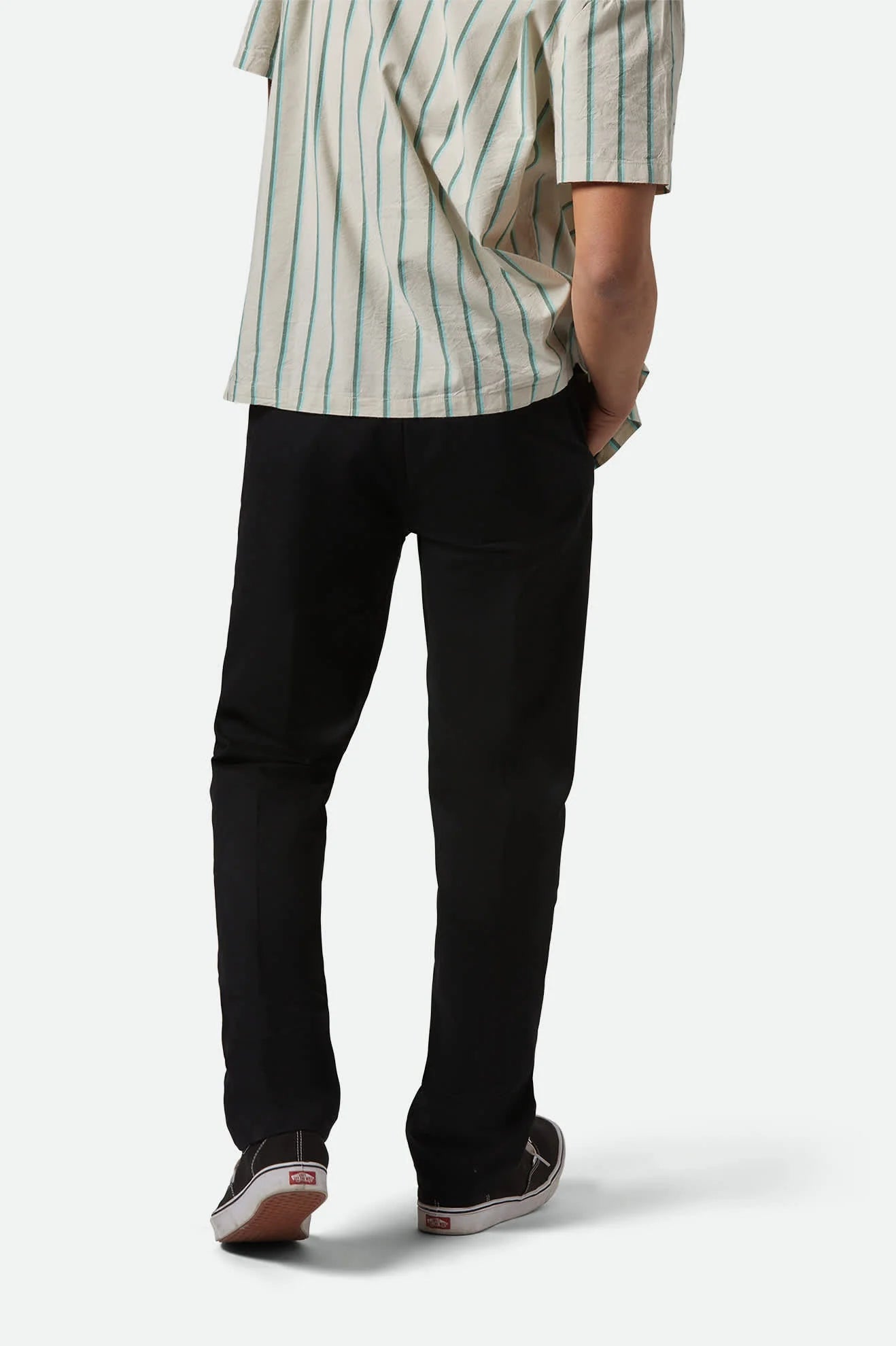Back view of Brixton Choice Chinos showing straight-leg cut, medium rise waist, and clean tailored design.