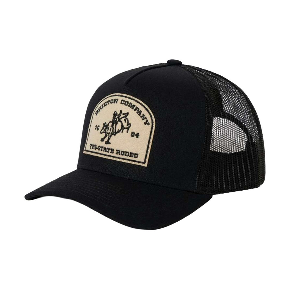 Brixton Danford Netplus Trucker Hat, structured 5-panel design with mesh back and Bureo Netplus® recycled fishing net visor.