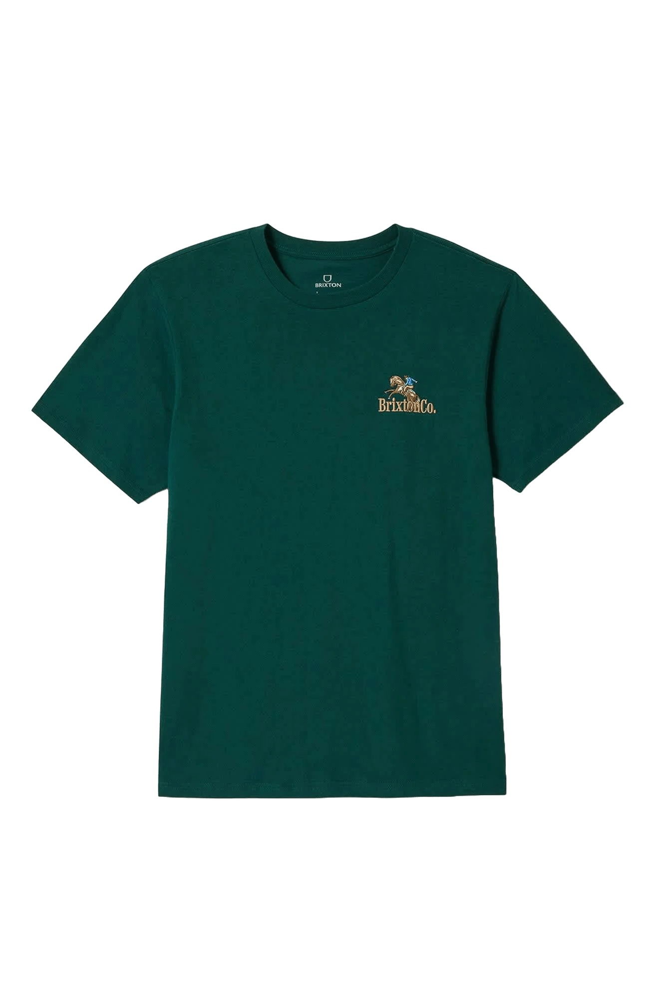 Emerald Green Brixton Inwood Short Sleeve Standard T-Shirt in 100% cotton with left chest embroidery.