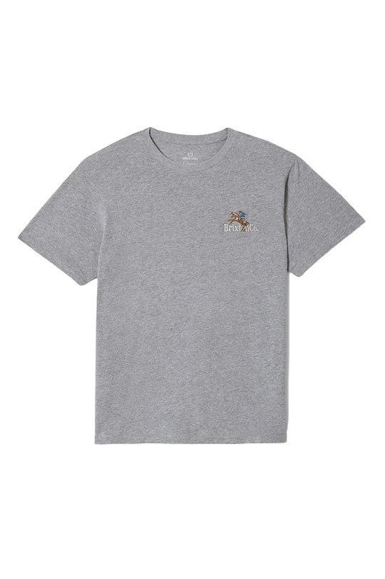 Grey Brixton Inwood Short Sleeve Standard T-Shirt in 100% cotton with left chest embroidery