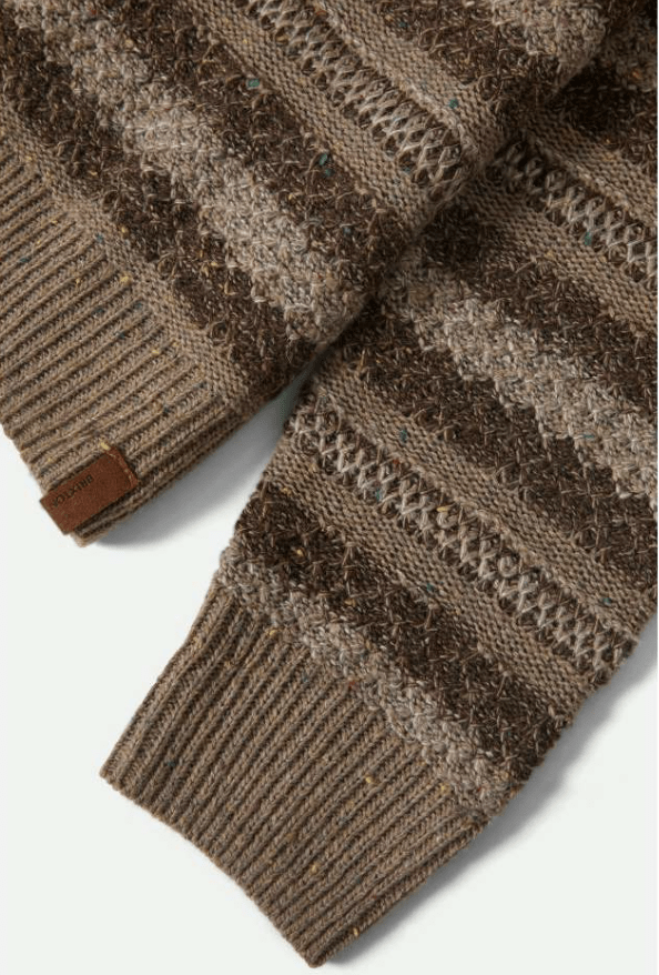 Brixton Midnight Crew Sweater - Multi Neutral Stripe Sleeve - Paranoid Ranch