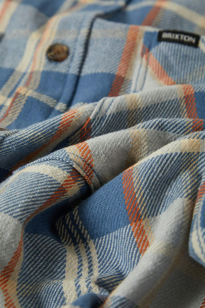 Close-up of Brixton Vintage Wash Flannel fabric showing yarn-dye pattern and soft washed cotton texture.