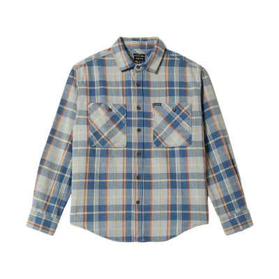 Brixton Vintage Wash Flannel shirt with chest pockets and woven label, 1960s-inspired design, soft washed cotton.