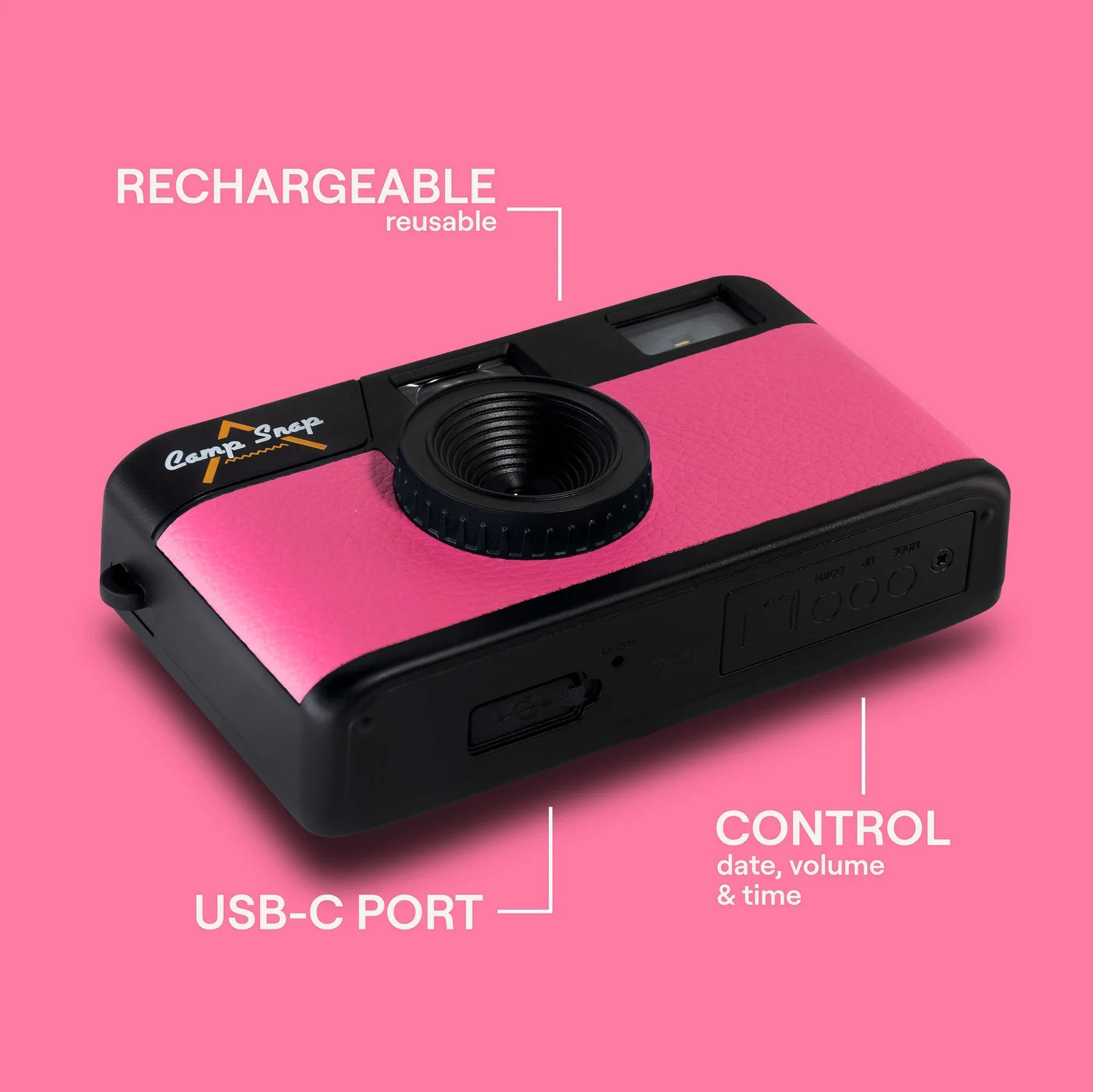 Camp Snap Camera (Screen - Free Digital Camera) - Flamingo Pink - Paranoid Ranch