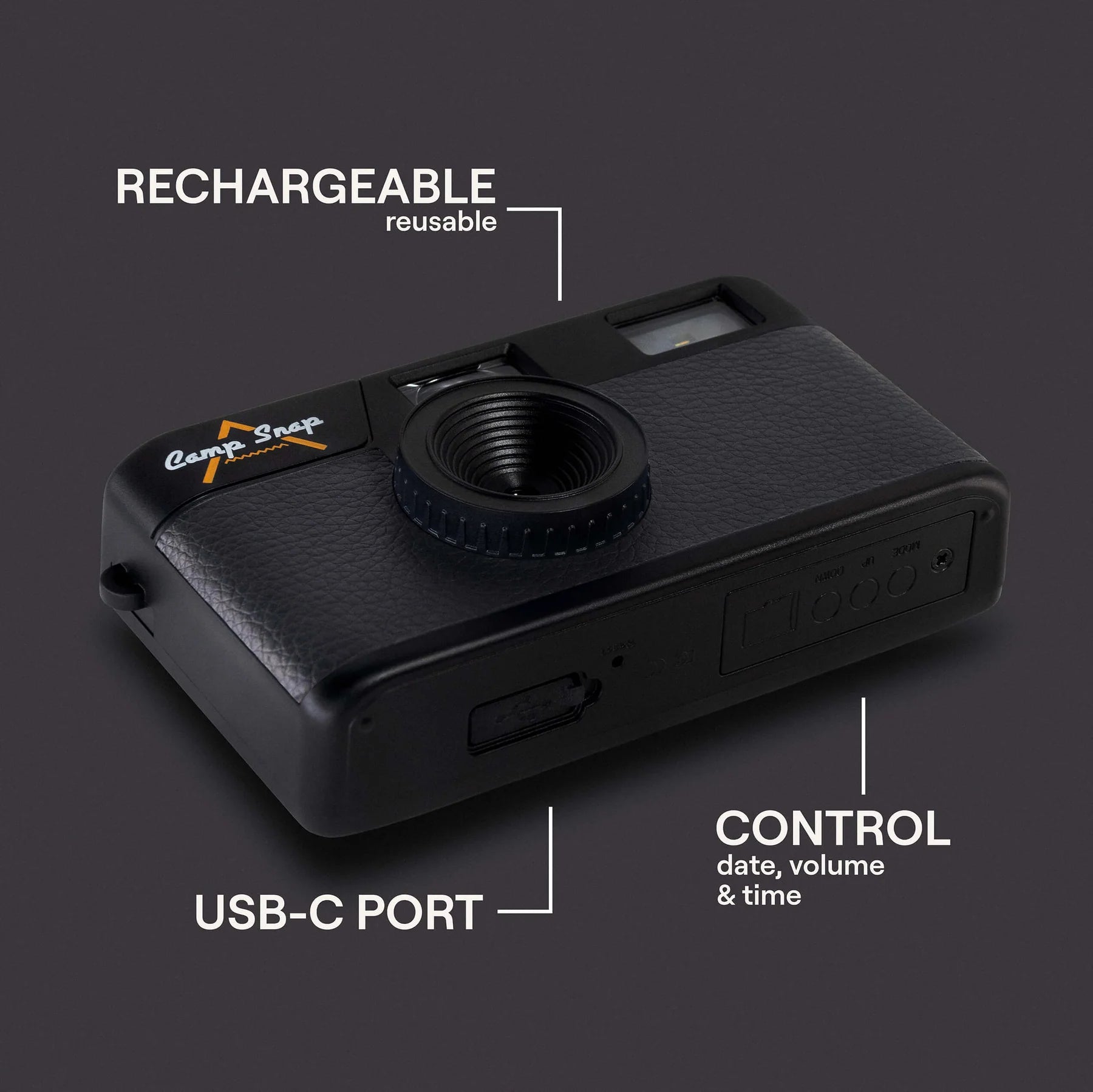 Camp Snap Camera (Screen - Free Digital Camera) - Stealth Black - Paranoid Ranch